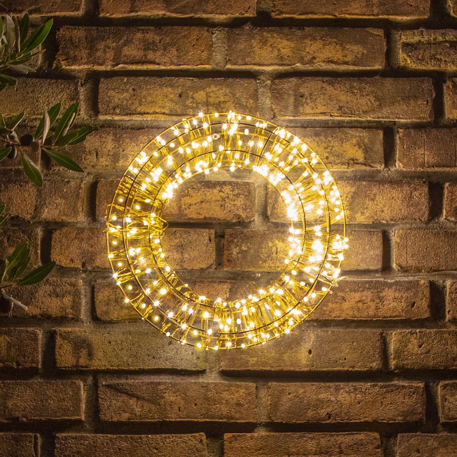 Corona LED natalizia, oro, 400 LED, Ø 30cm