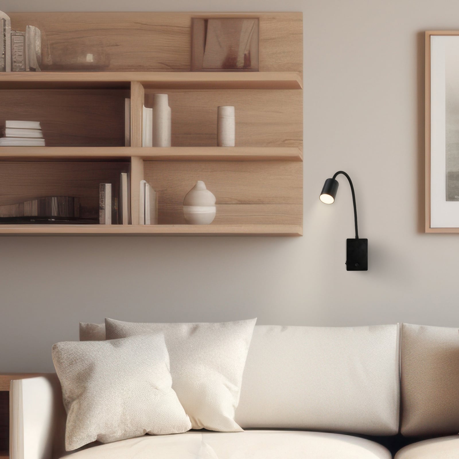 LED-läslampa med batteri Brilo unplugged Smooth, svart, med dimmer LED-läslampa med batteri Brilo unplugged Smooth, svart, med dimmer