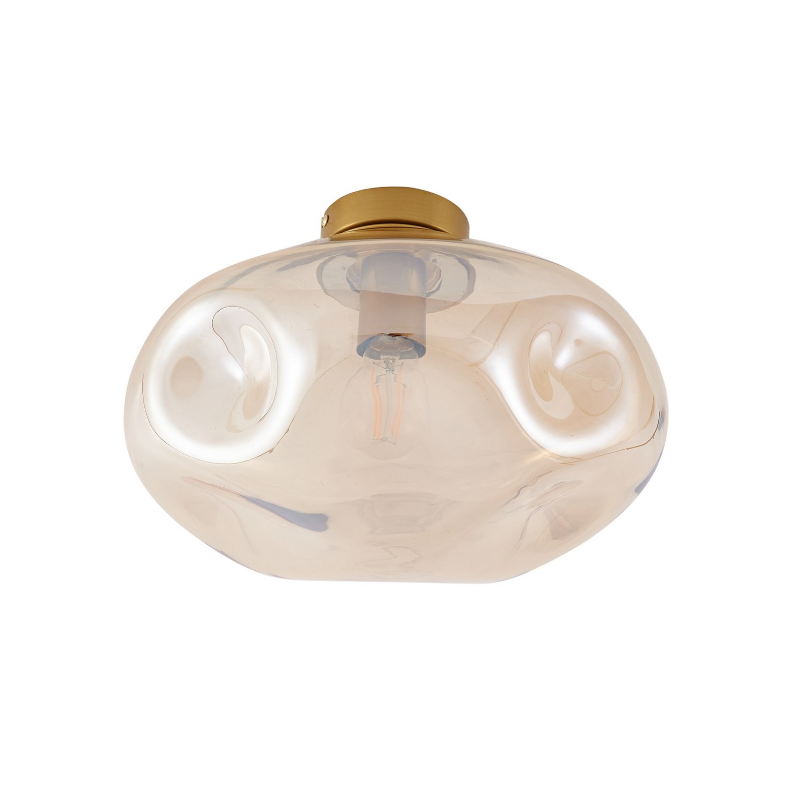 Lindby Deckenleuchte Lelia, amber, Glas, Ø 35 cm
