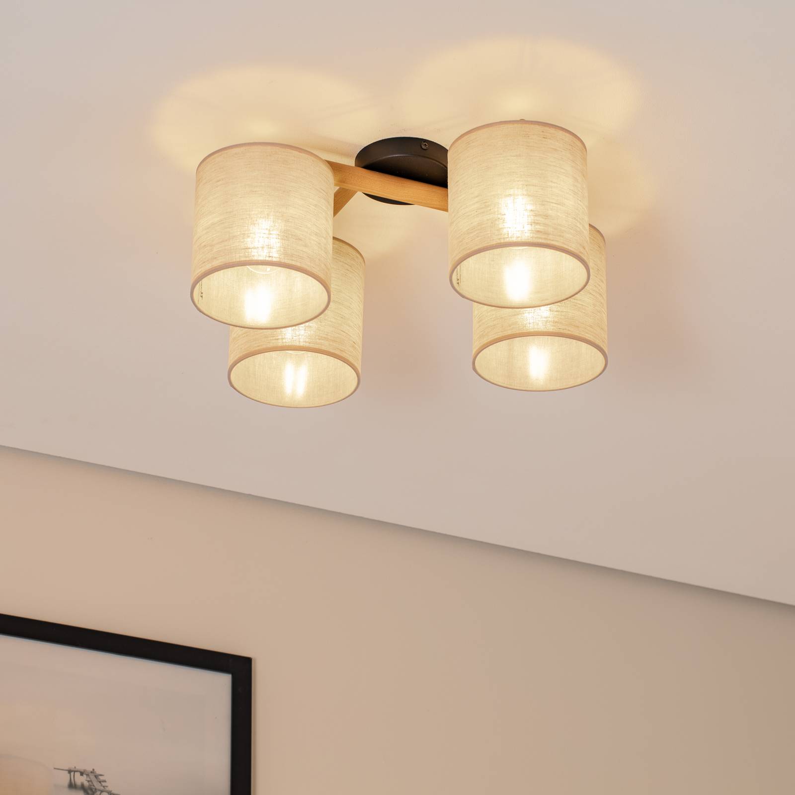 Deckenlampe Deva, vierflammig, Textil günstig online kaufen