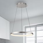 Paul Neuhaus LED-hængelampe Hoop, aluminiumsfarvet, Ø 57 cm, dæmpbar