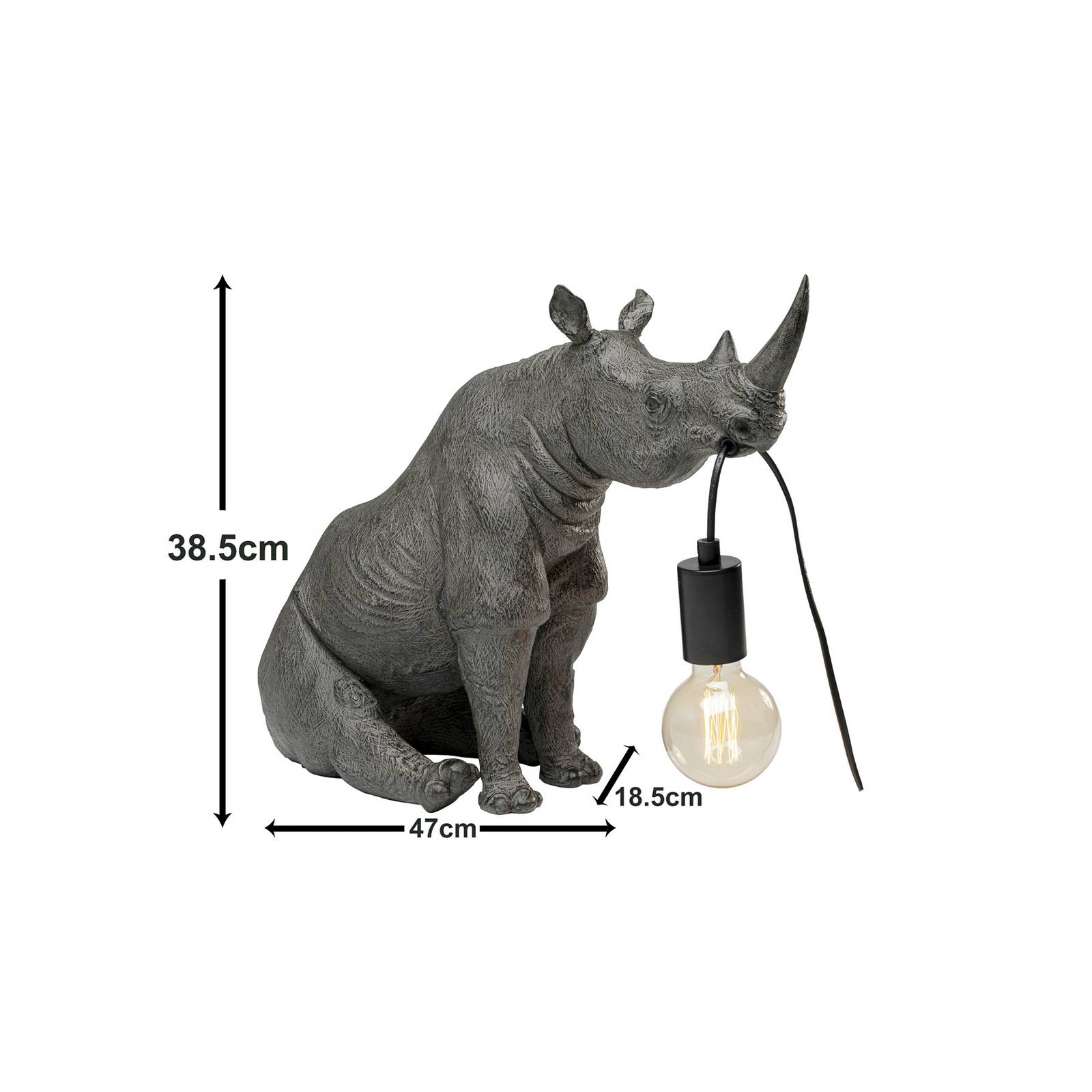 KARE tafellamp Sitting Rhino, grijs, 39 cm hoog, E27