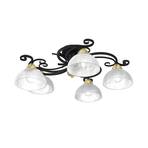 Flora ceiling lamp 5 glass lampshades, black/brass