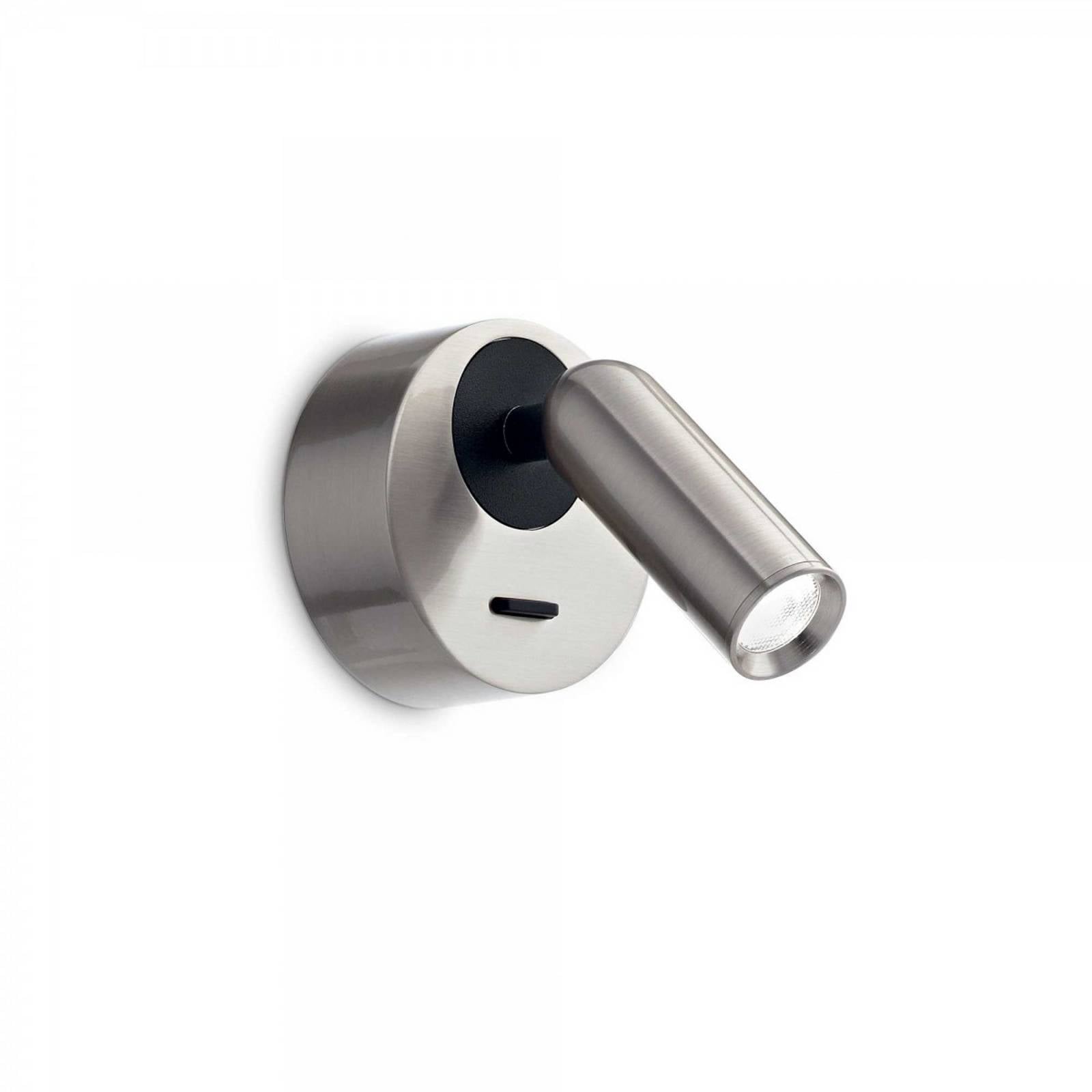 Ideal Lux LED-Wandstrahler Bean, Ø 7 cm, nickelfarben Metall