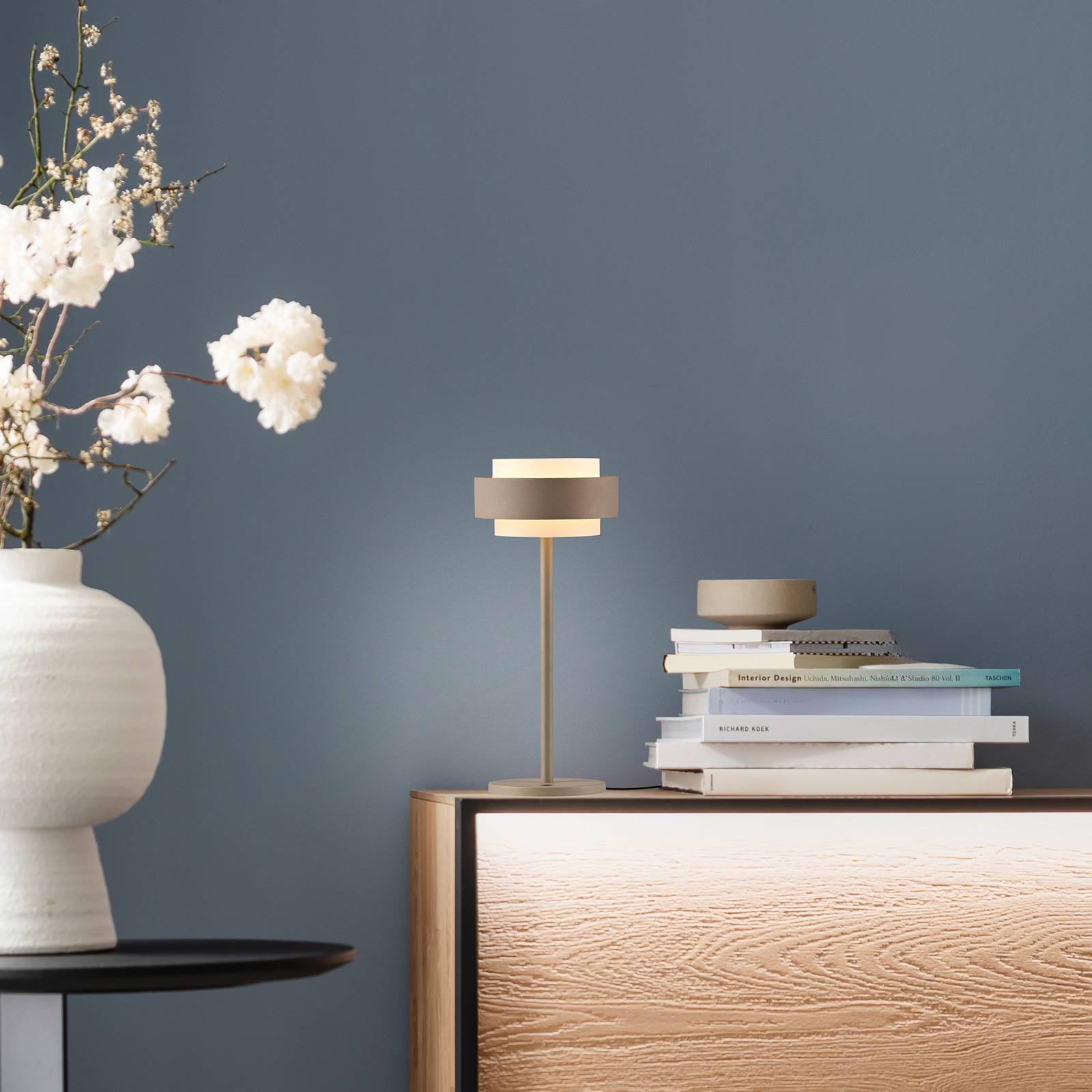 SCHÖNER WOHNEN LED-Tischlampe Elmo, Sandbrise, 3000 K Dimmer günstig online kaufen