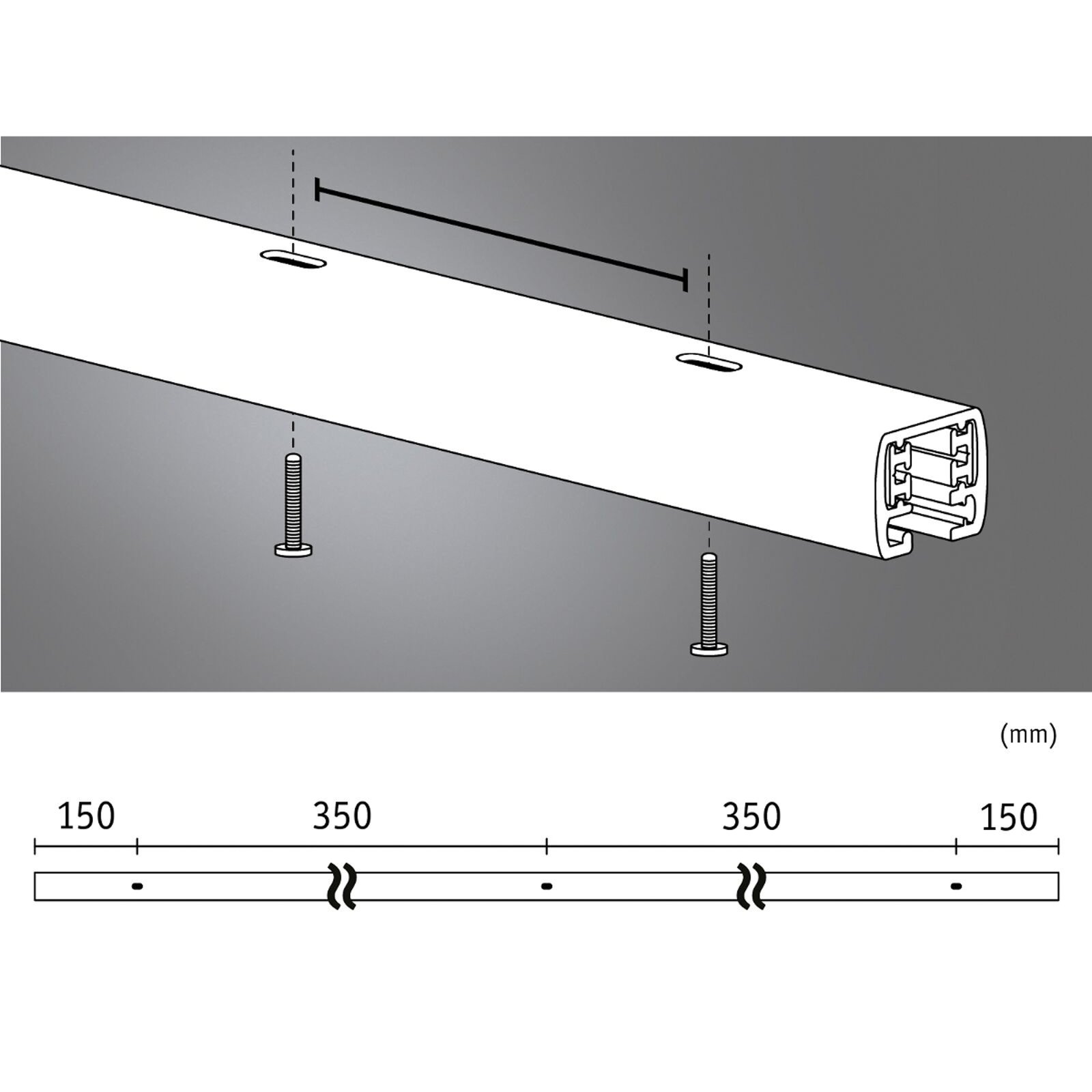 URail rail, wit, lengte 100 cm, aluminium - Paulmann