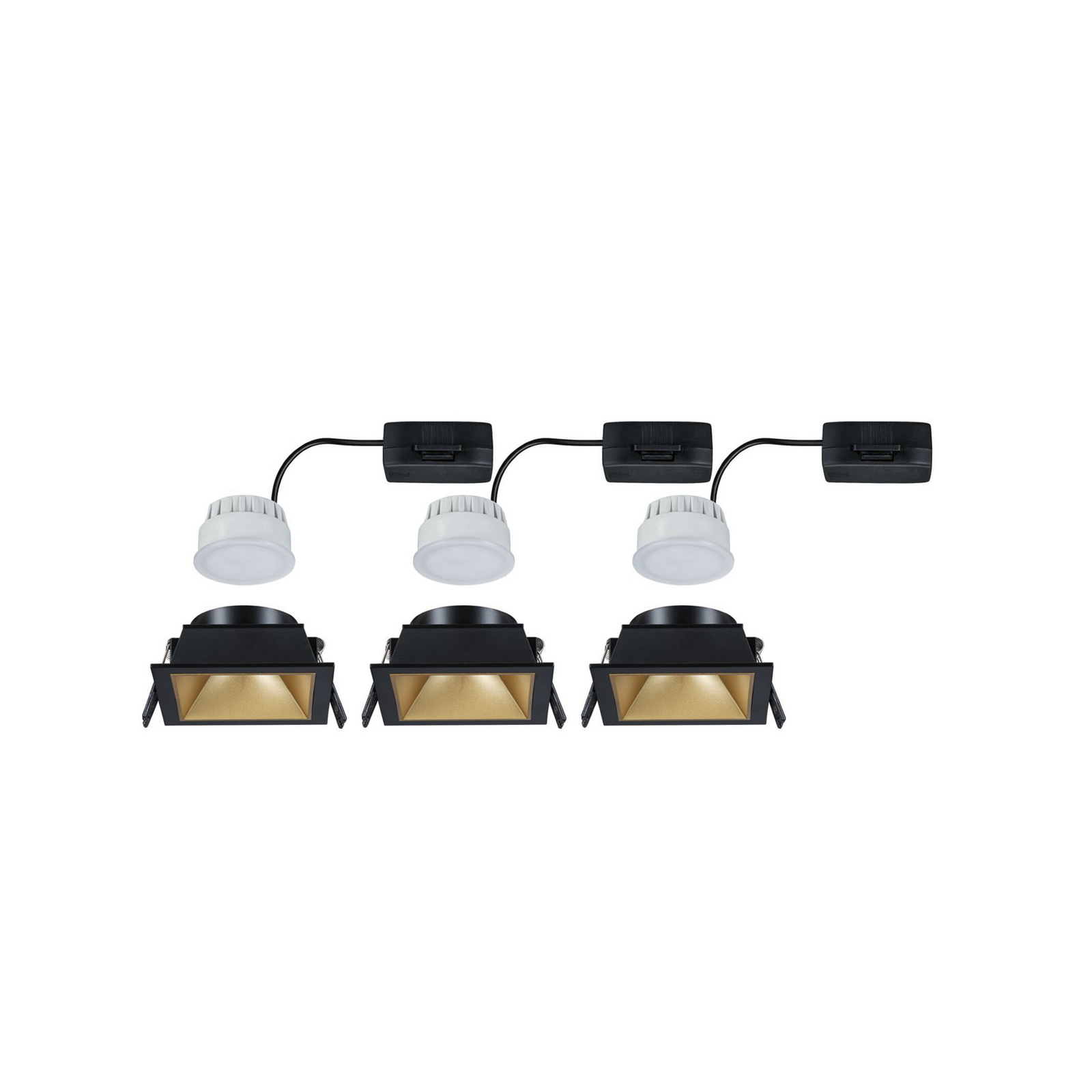 Paulmann LED ugradbena svjetiljka Cole Coin crna/zlatna četvrtasta IP44