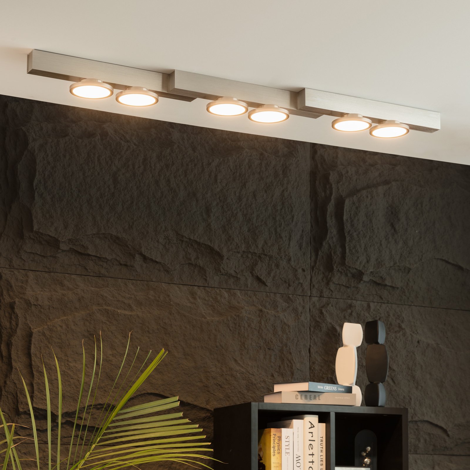 Lucande Kellino plafondlamp, 6-lamps, nikkel