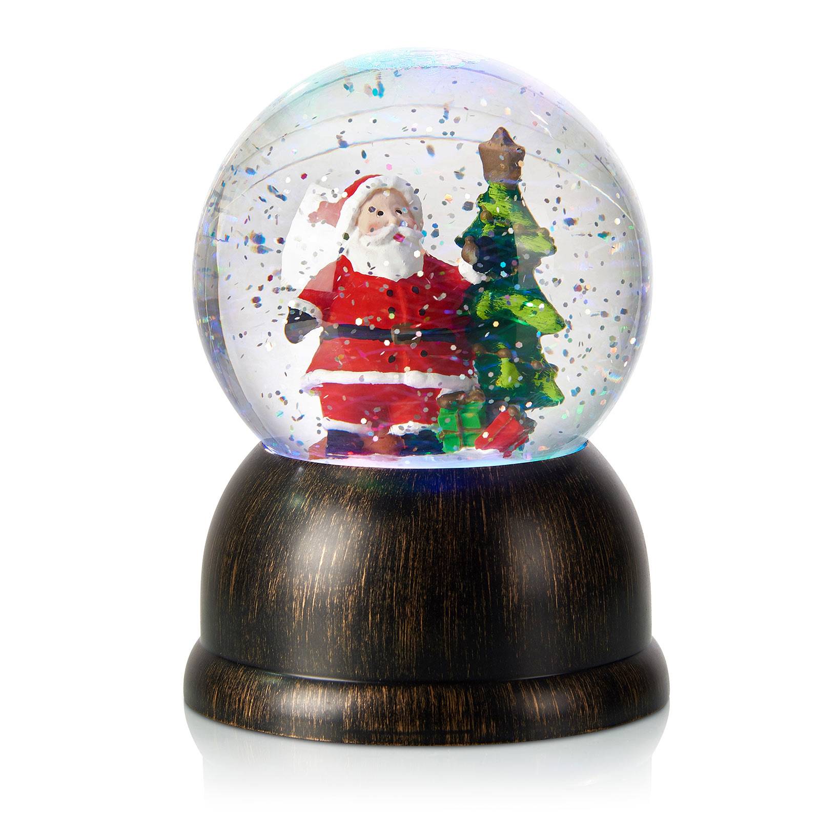 Boule de neige LED Max avec le Père Noël, bronze