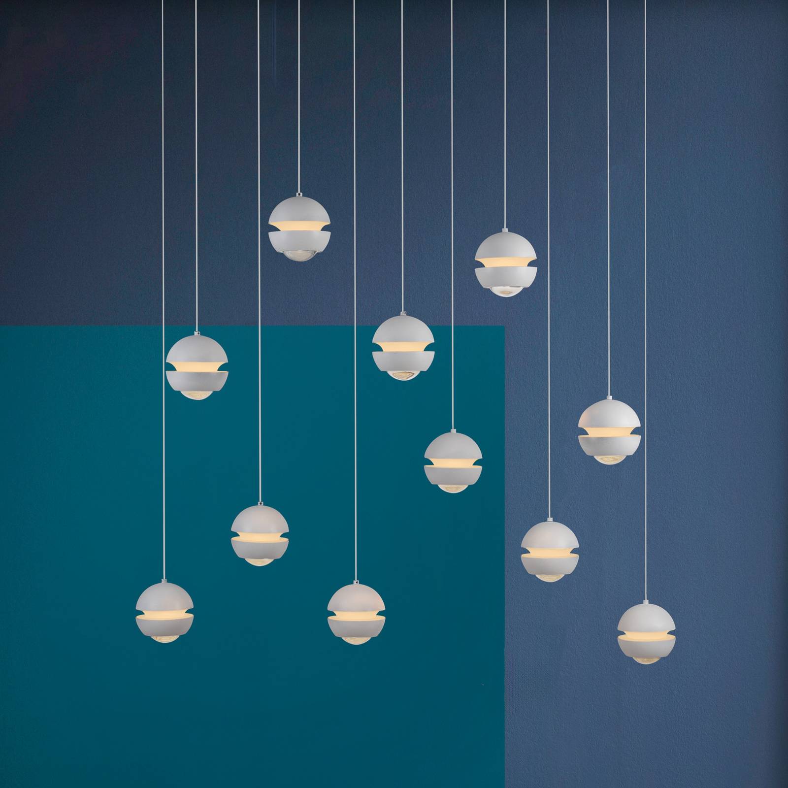 SCHÖNER WOHNEN żyrandol LED Lini biała 11-punktowa, długość 3000 K