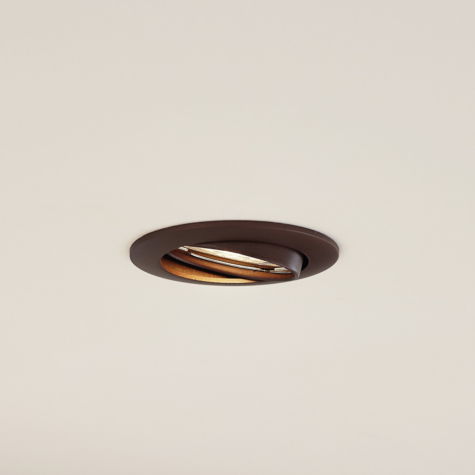 Prios recessed ceiling light Fibur, bronze, aluminium, Ø 8.2 cm