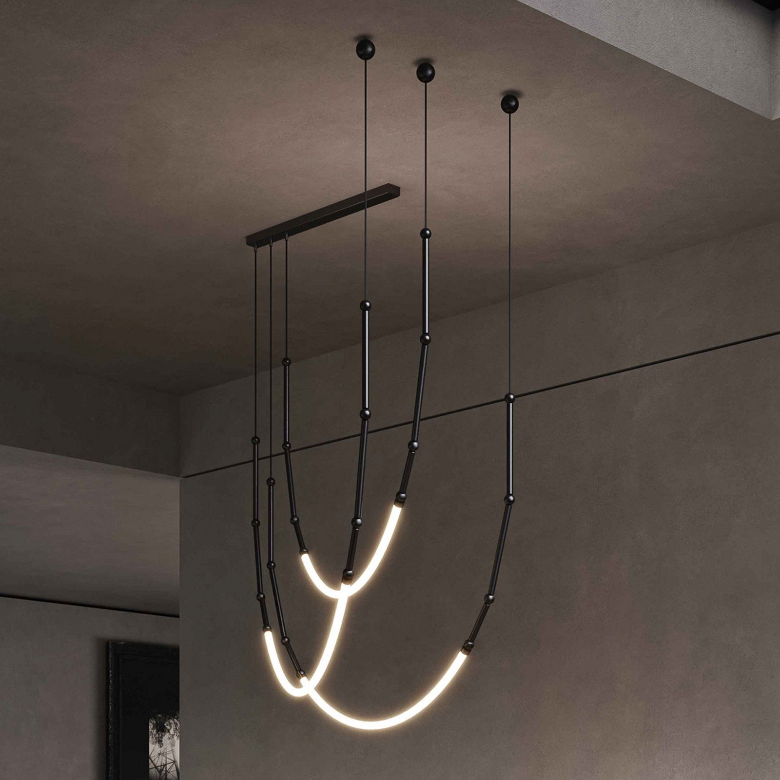 Karman Leda lampă susp. LED 3 becuri 500x300cm - Camera de zi / sufragerie - Design - negru alb - Metal