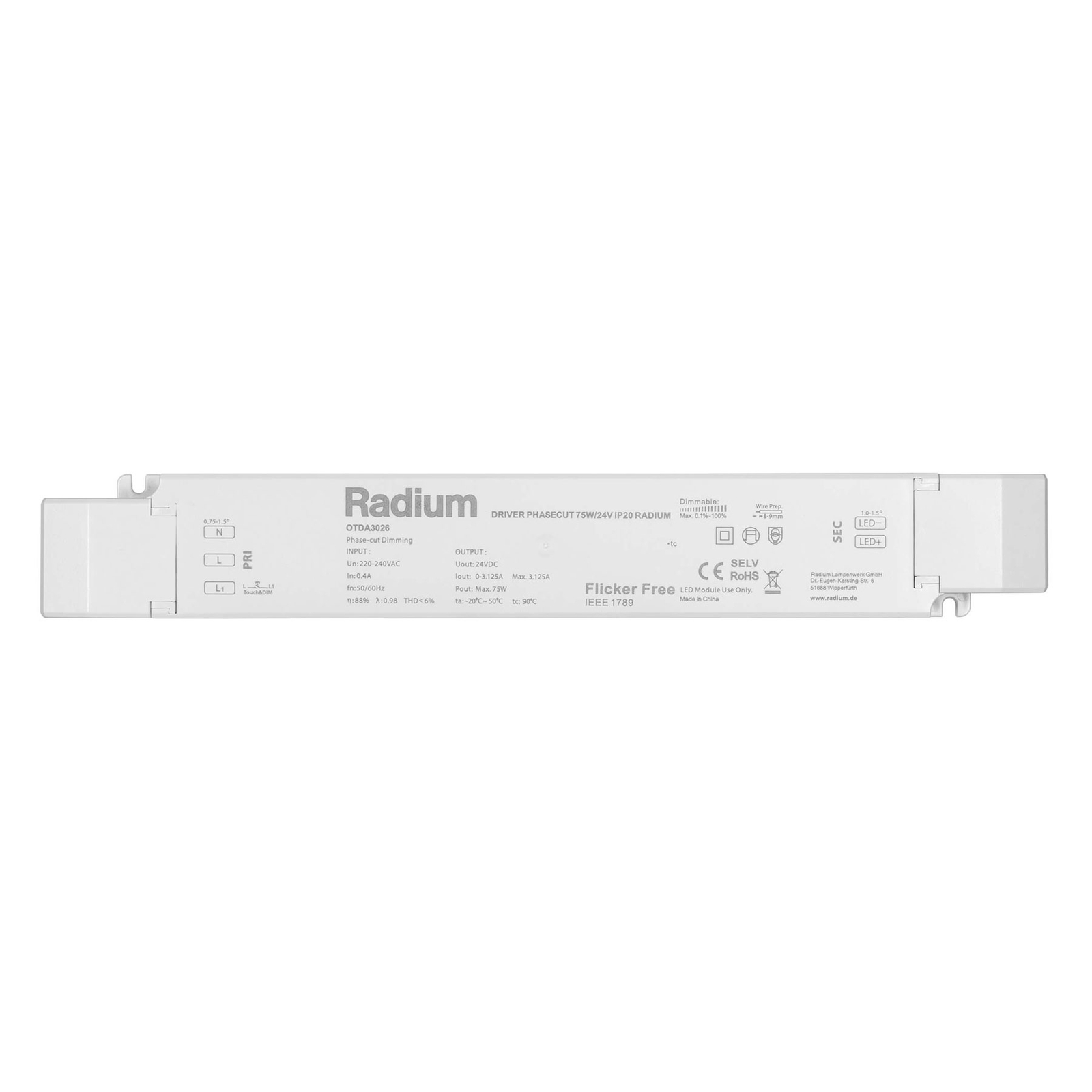 LED-virtalähde Radium OTDA 24V-DC, 75 W