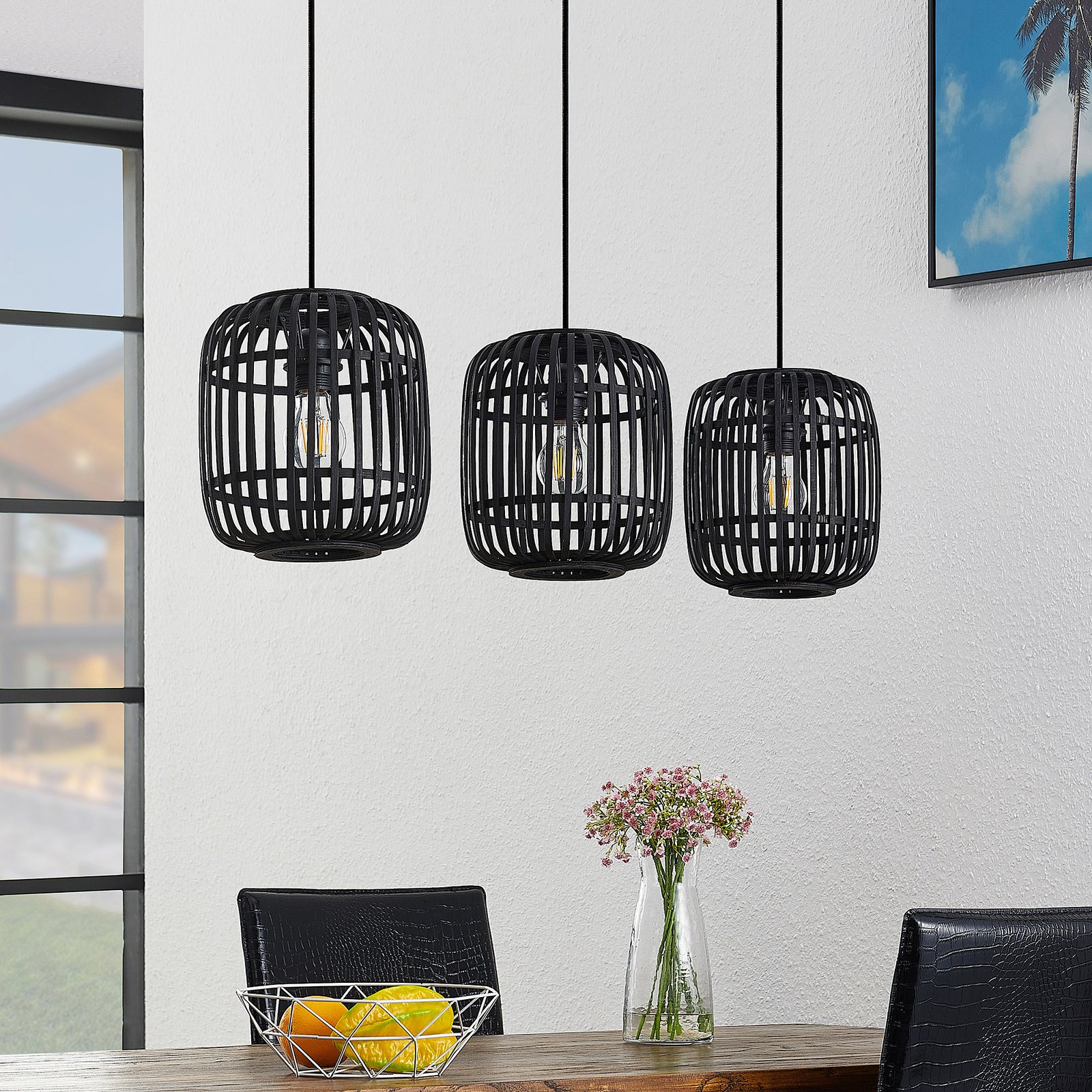 Canyana 3 Pendelleuchte Black - Lindby