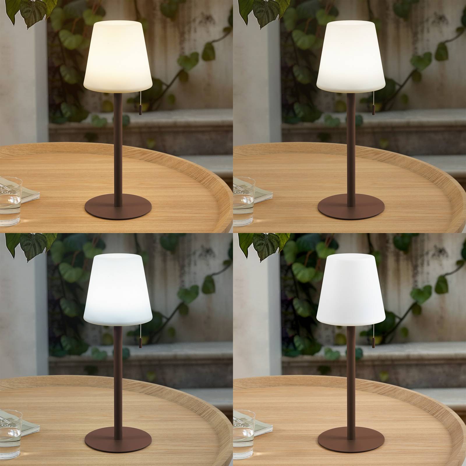 Lampa akumulatorowa LED Azalea, biały/brązowy, 45 cm, CCT, IP44