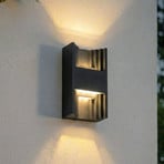 Lindby LED εξωτερικός φωτισμός τοίχου Aurali, 2 φτερά, μαύρος, IP65