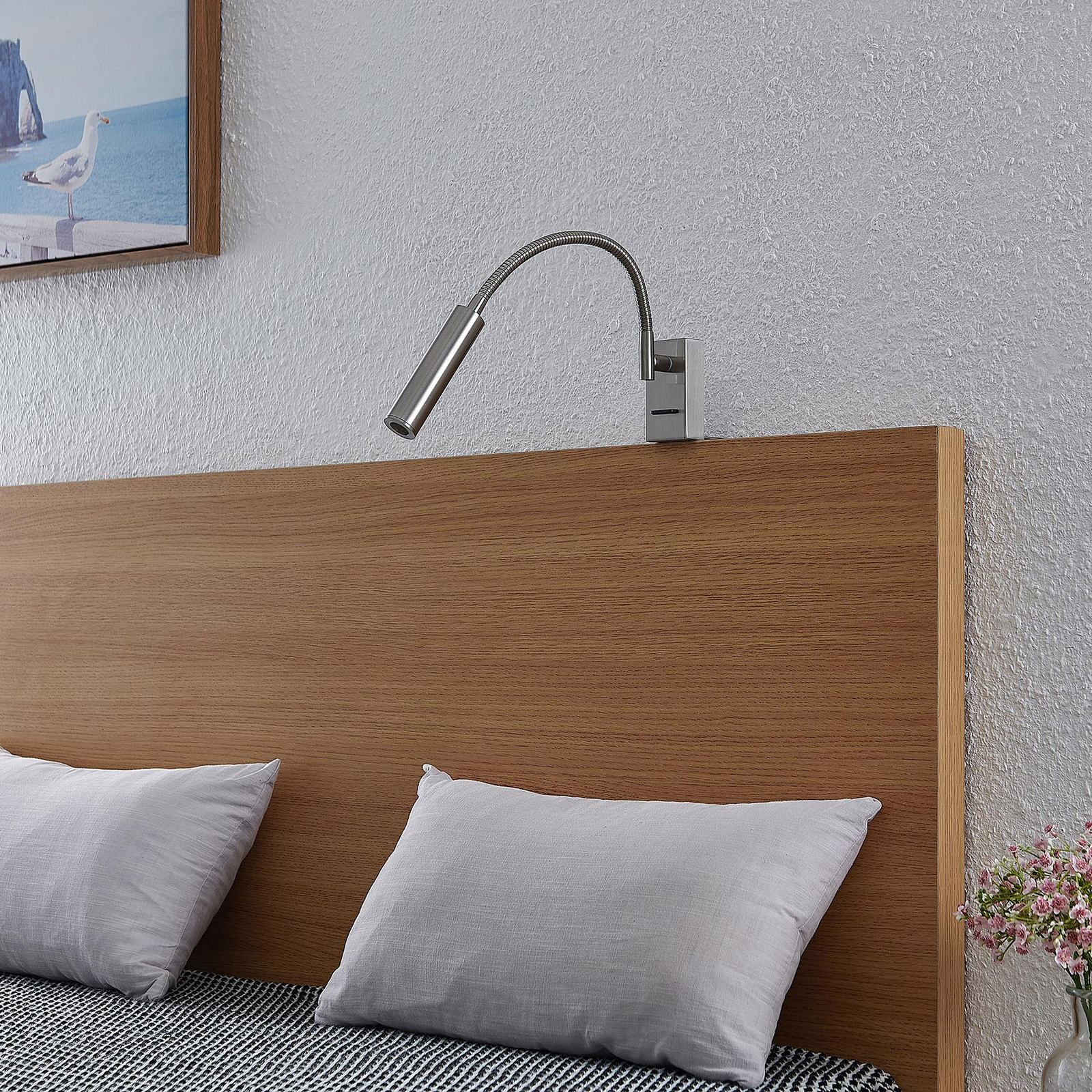 Lucande Anaella applique LED, nichel, 55 cm