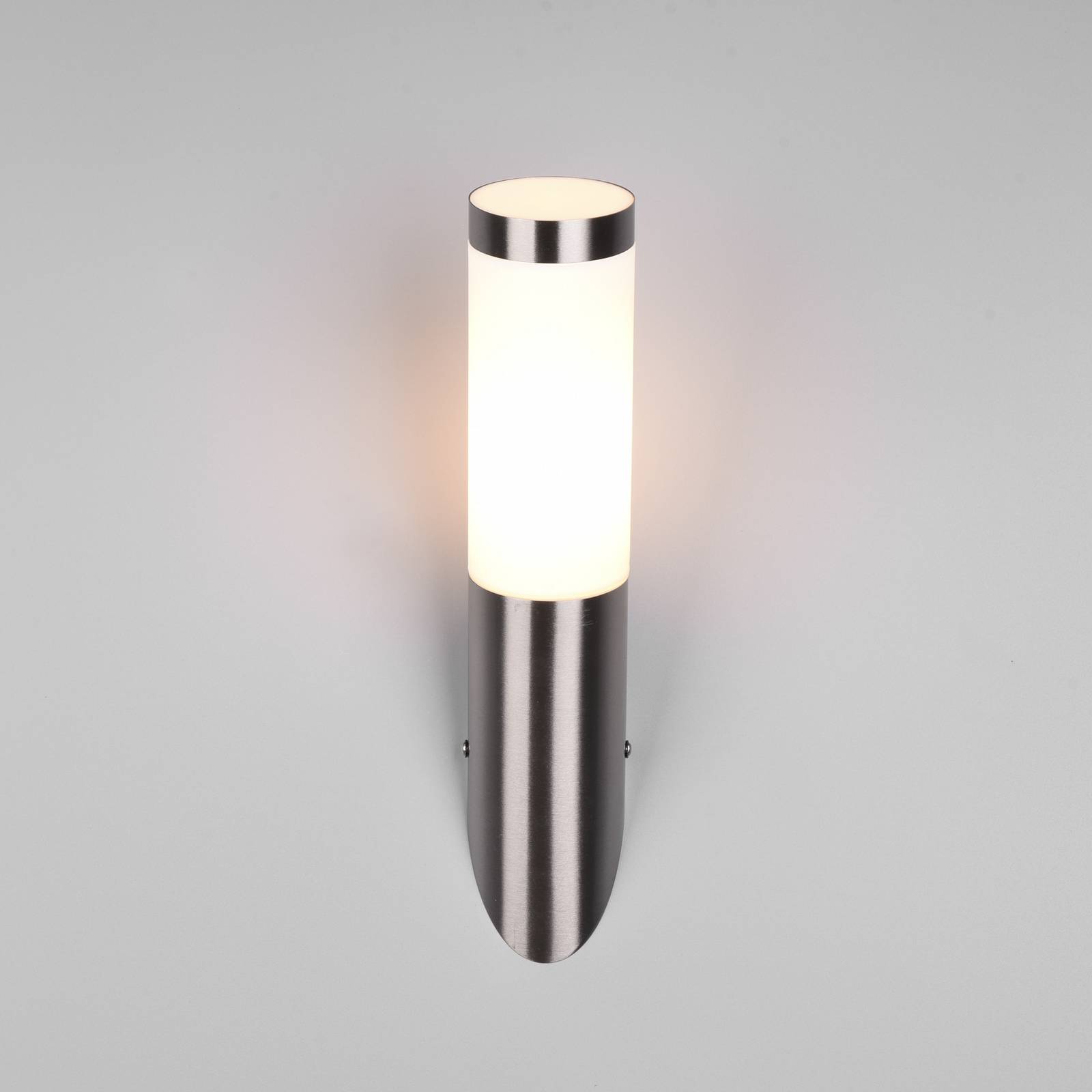 Trio Lighting Buitenwandlamp Trioto, nikkelkleurig, hoogte 39 cm, roestvrij staal