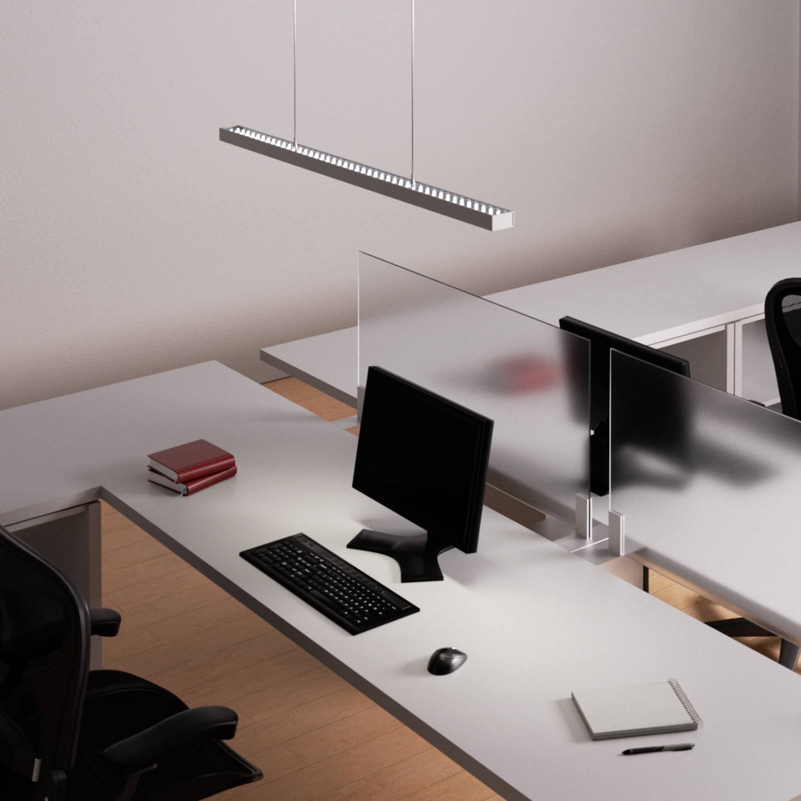 Arcchio LED závěsná lampa Jolinda pro kancelář, stříbrná