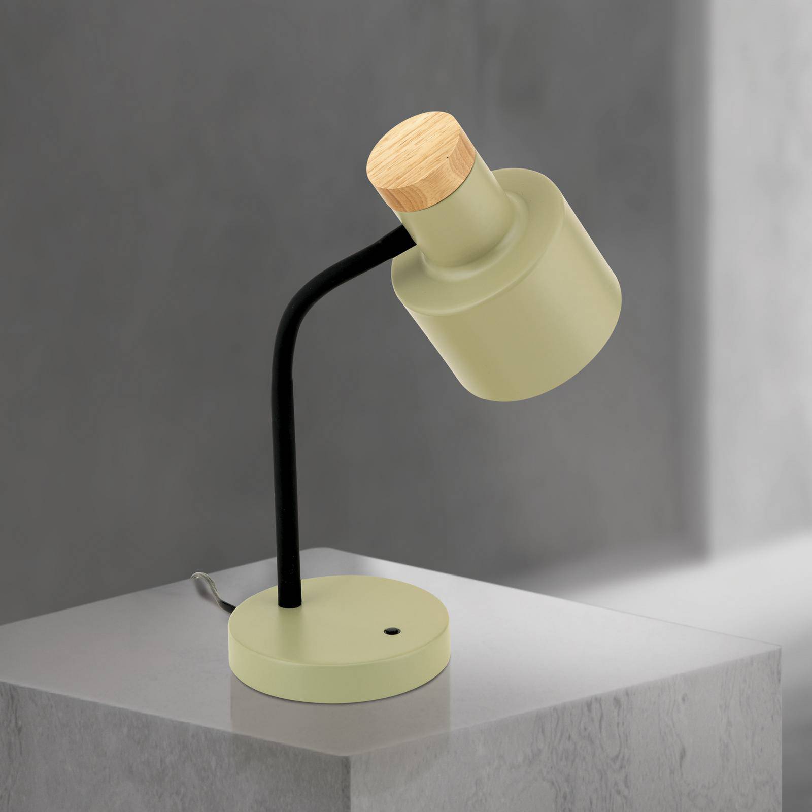Lampa stołowa Gili, jasnozielona, stal, wysokość 35 cm, E27