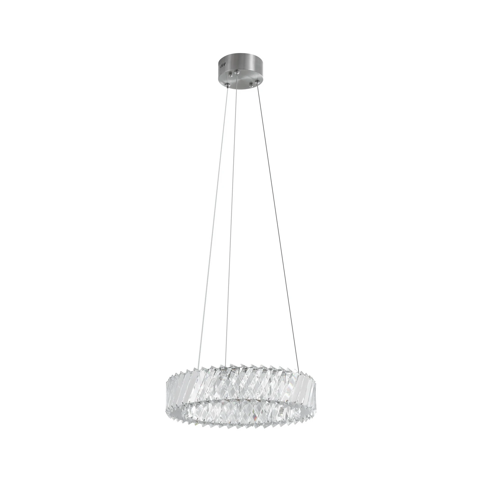Lucande lampada LED a sospensione Glacis, cristallo, Ø 40 cm, cromata