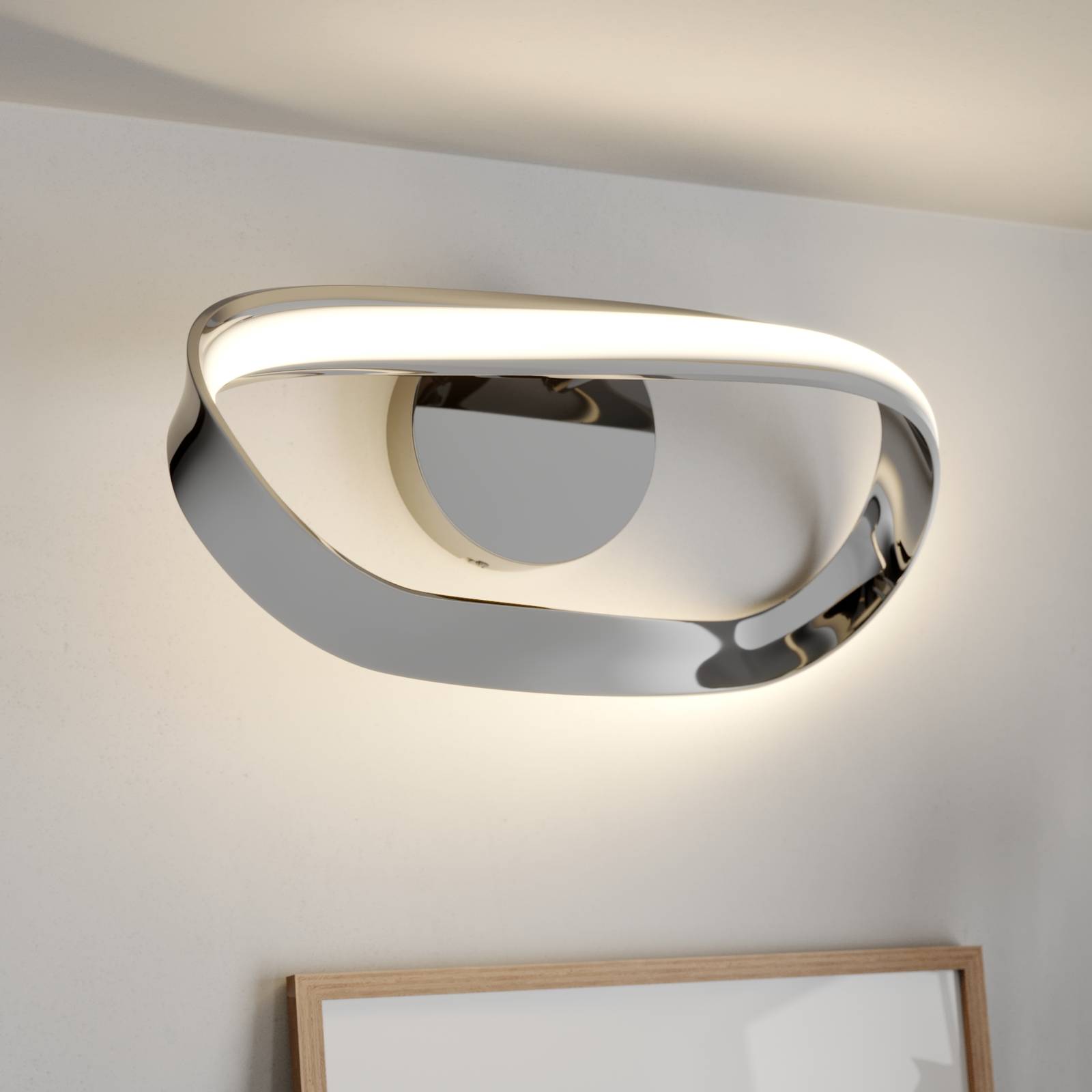 Lucande Xalia LED wall light, for Living / Dining Room, iron, aluminium, silicone, 10.4 W, energy efficiency: A+, W: 39 cm, H: 16.5 cm
