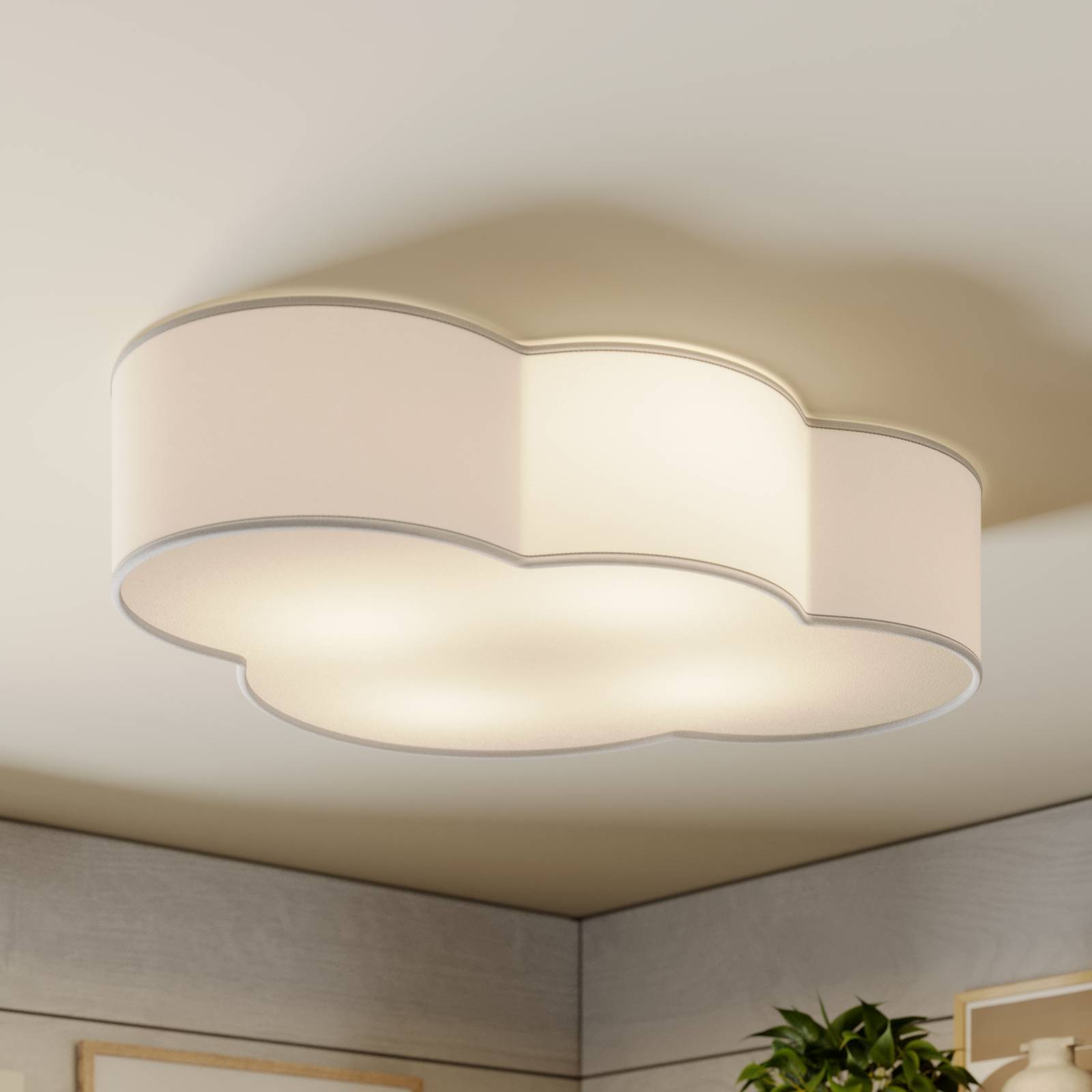 TK Lighting Cloud taklampa vit textil längd 62 cm E27 4 lampor.