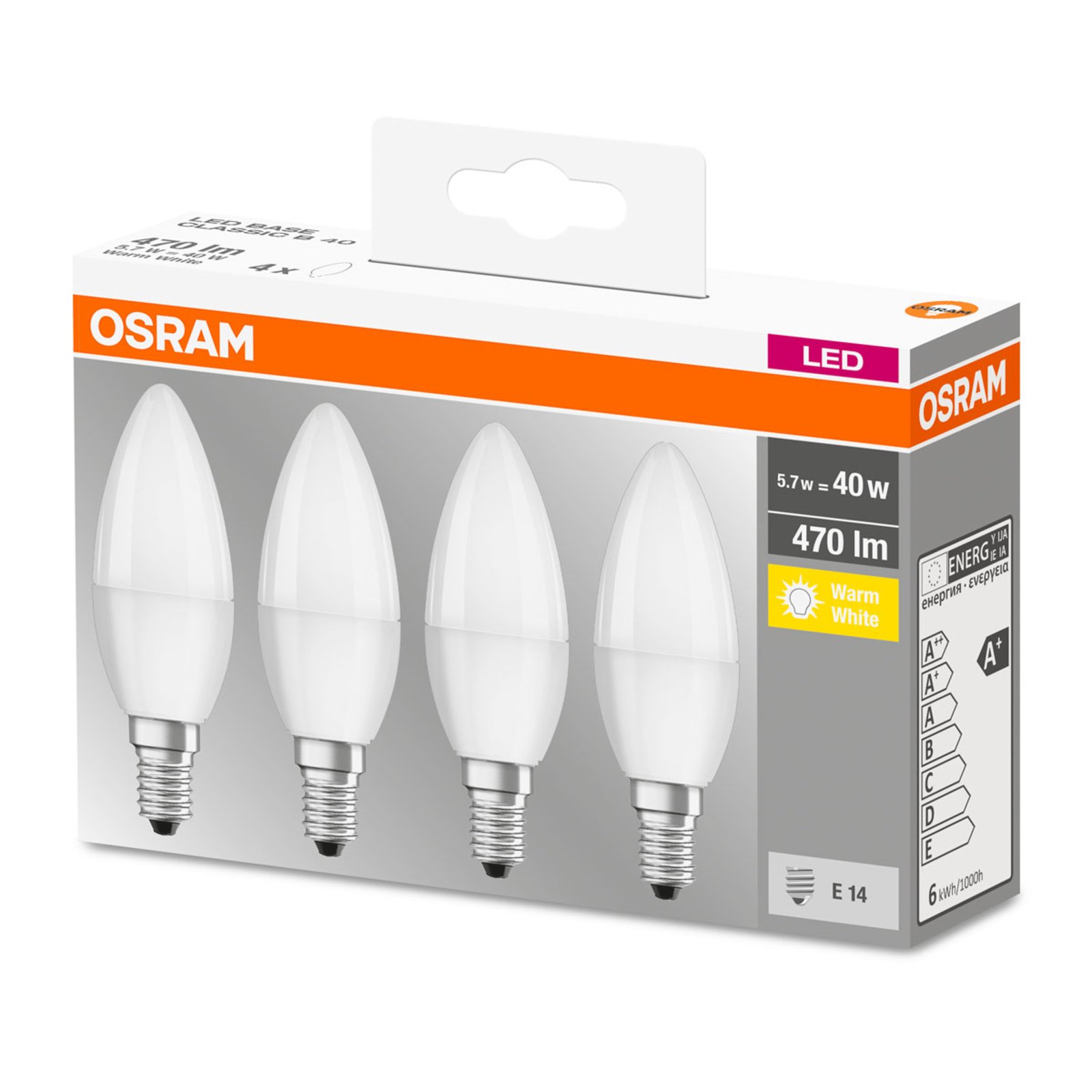 OSRAM LED candle E14 base retro 5.7 W 4-pack