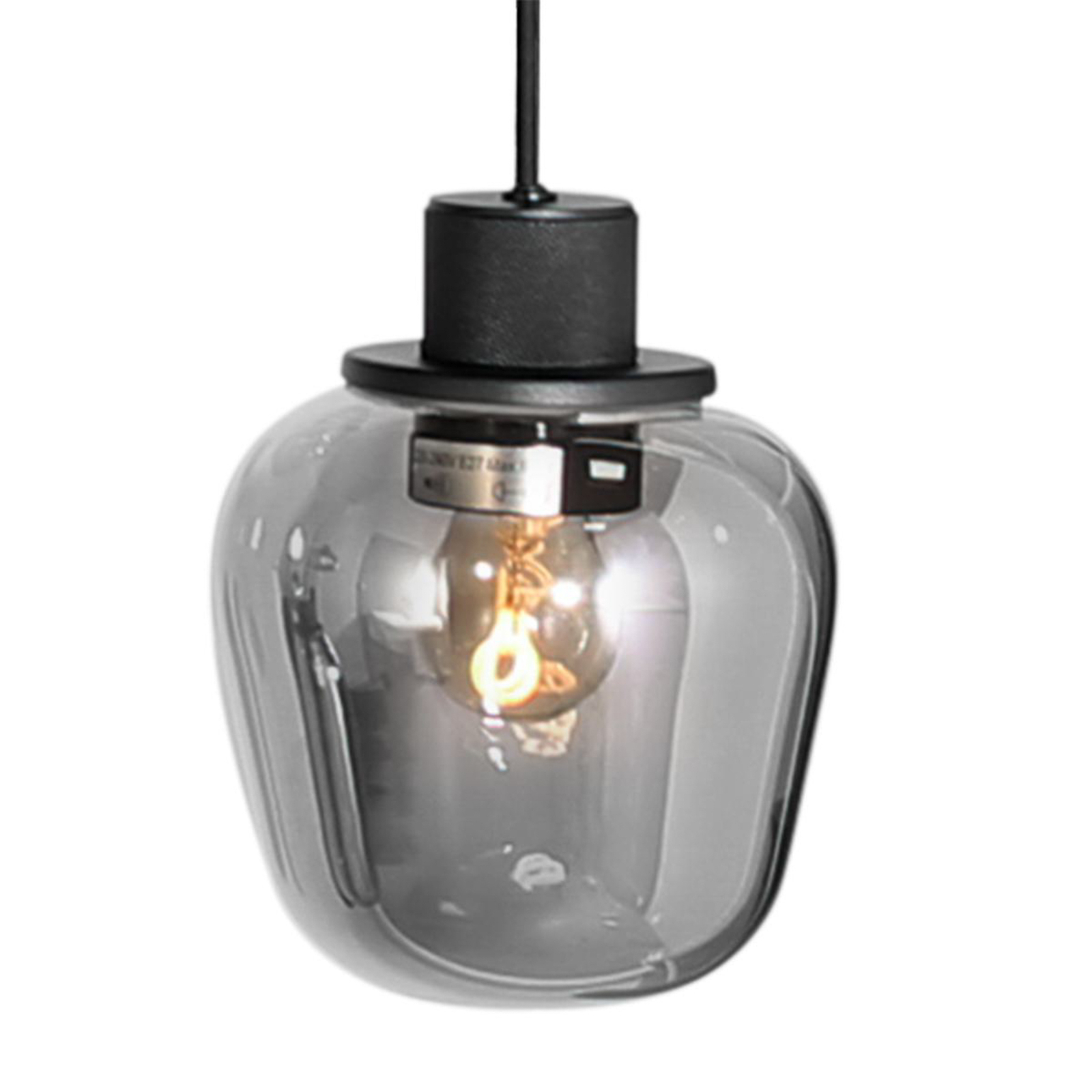 Reflexion pendant light, metal, glass, 9-bulb, black