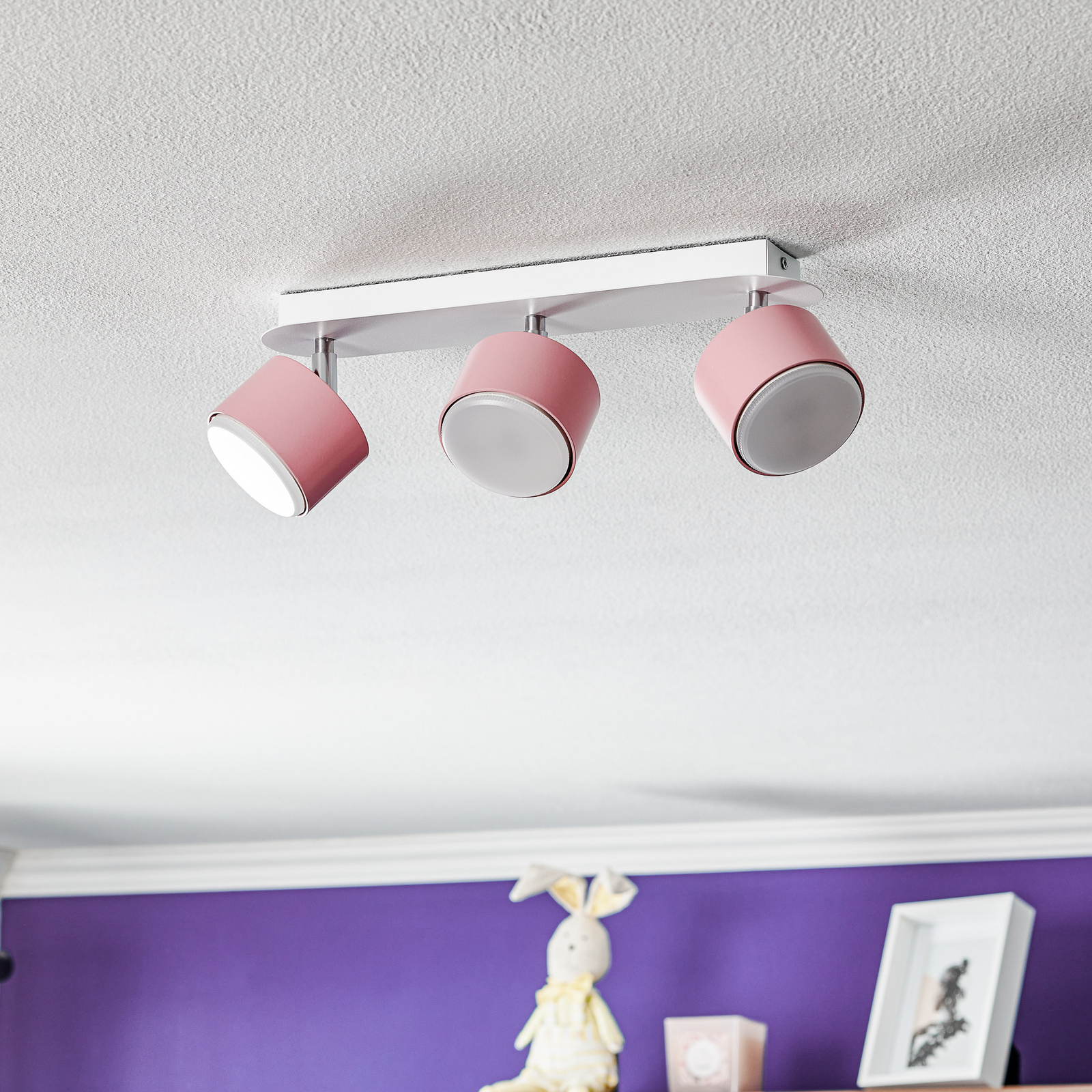 Deckenstrahler Cloudy dreiflammig rosa
