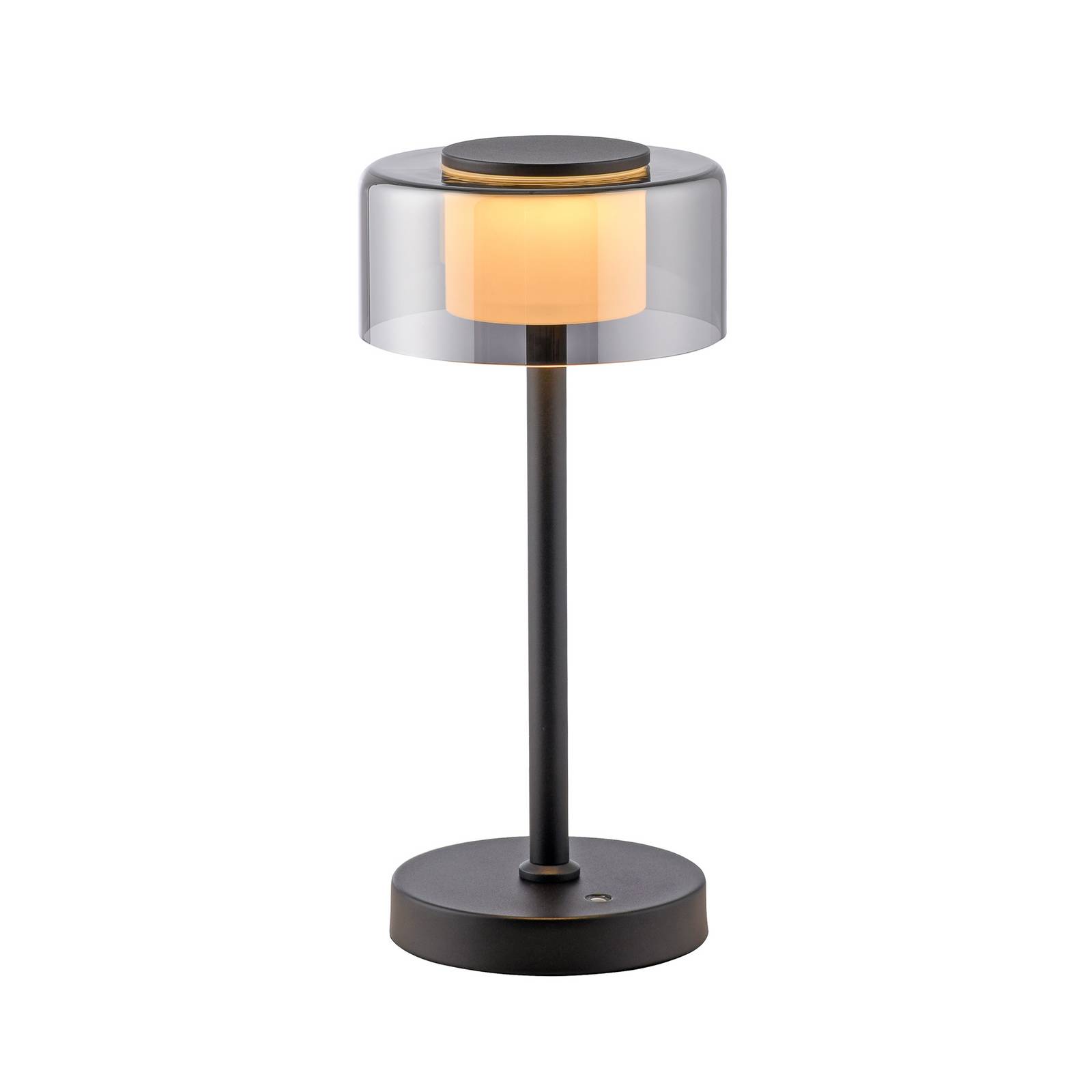 LED-Akku-Tischlampe RIKA, schwarz 33 cm Metall/Glas Touchdim