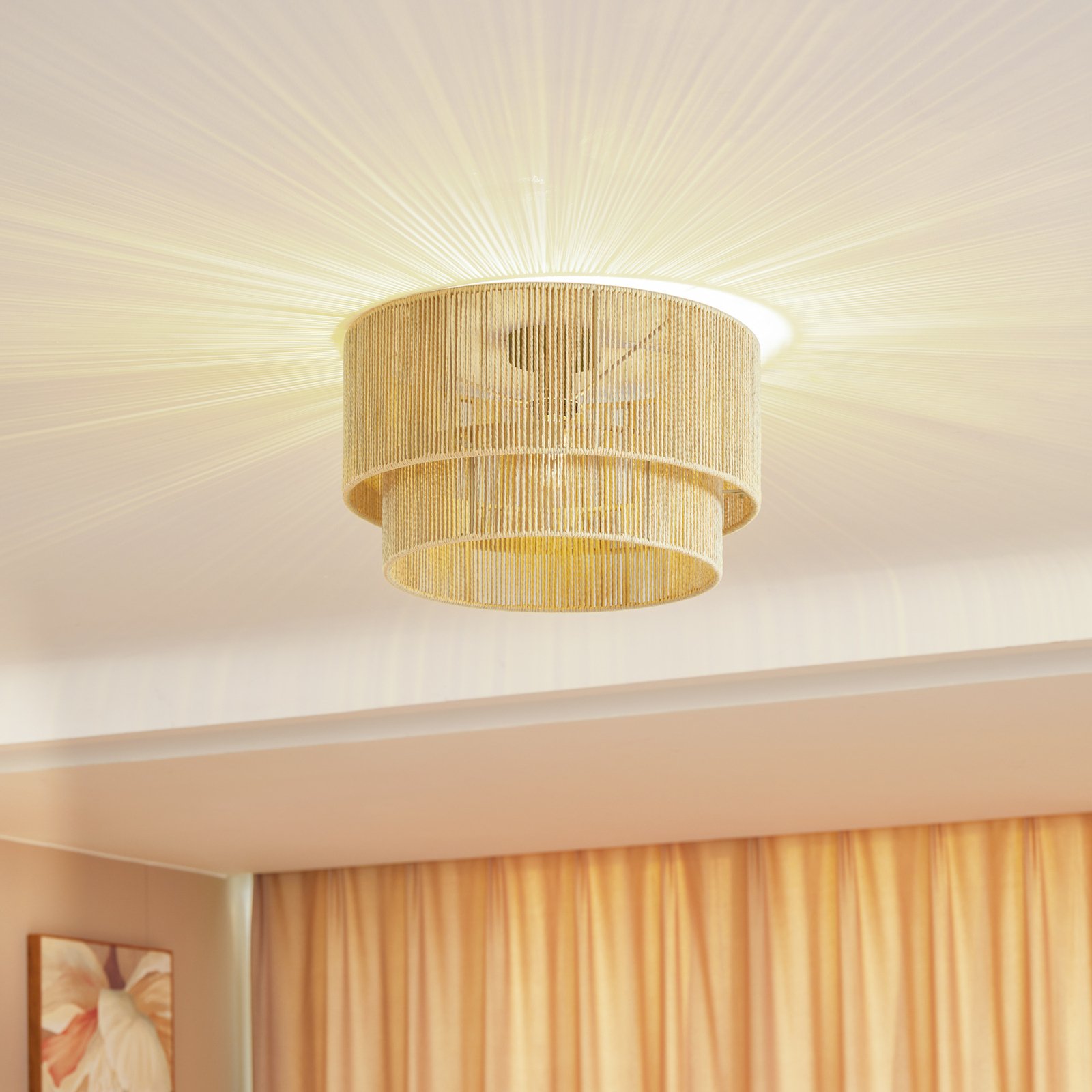 Lindby ceiling light Anuva, natural, paper, Ø 45 cm