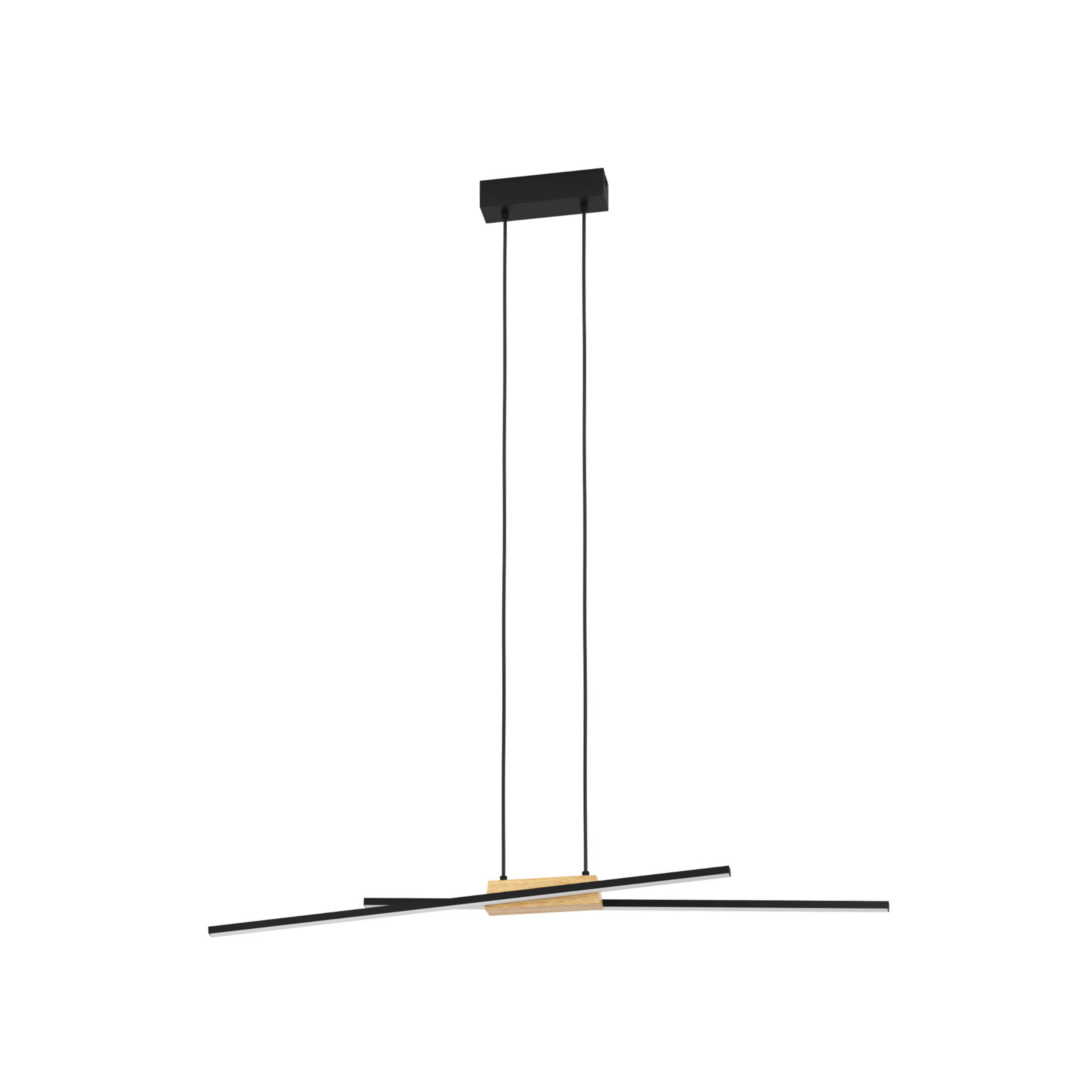 Suspension LED Panagria, noir avec détail en bois