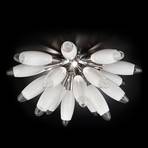 Plafoniera bianca di vetro Flo, 55 cm