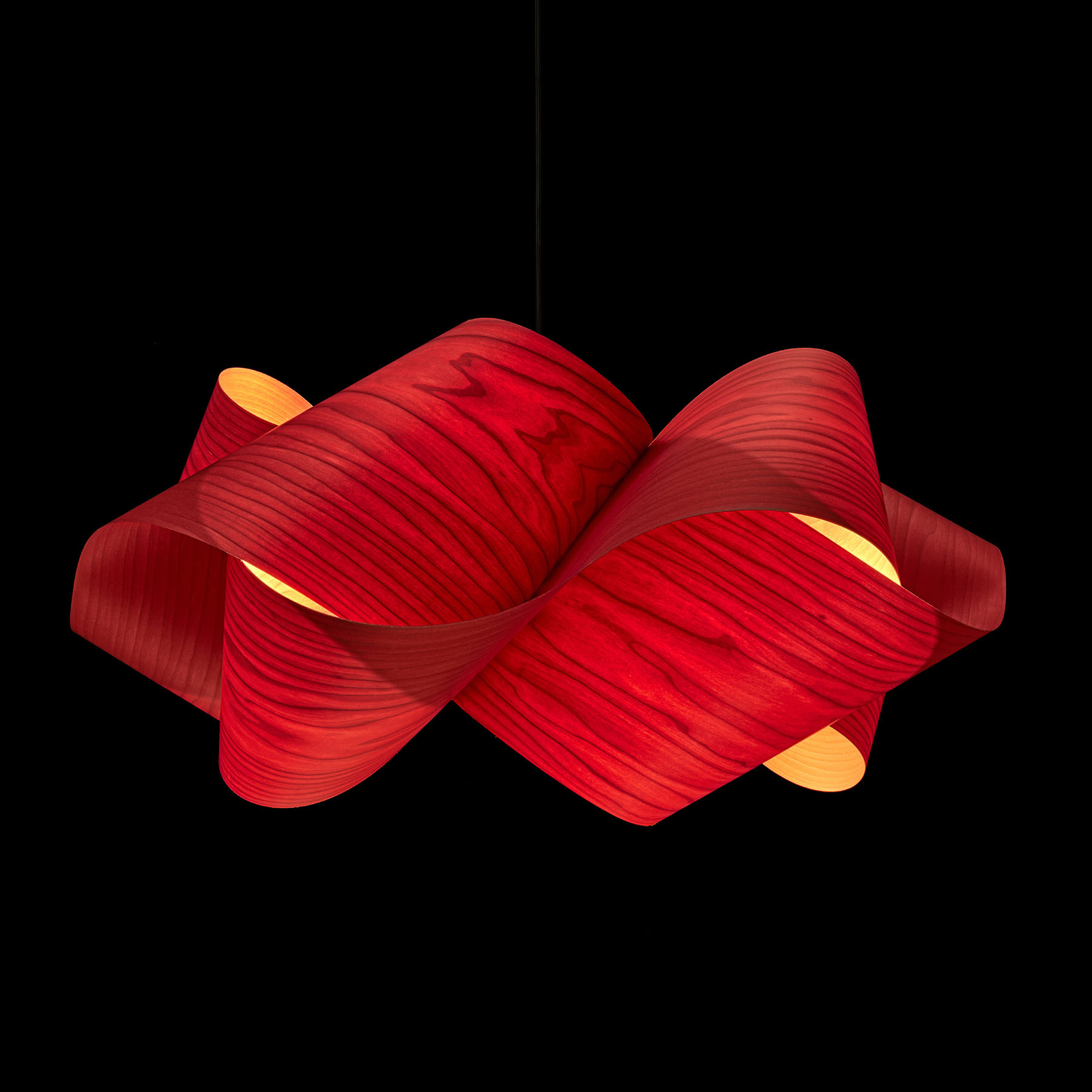 LZF Swirl pendant, black cable Ø 54 cm red