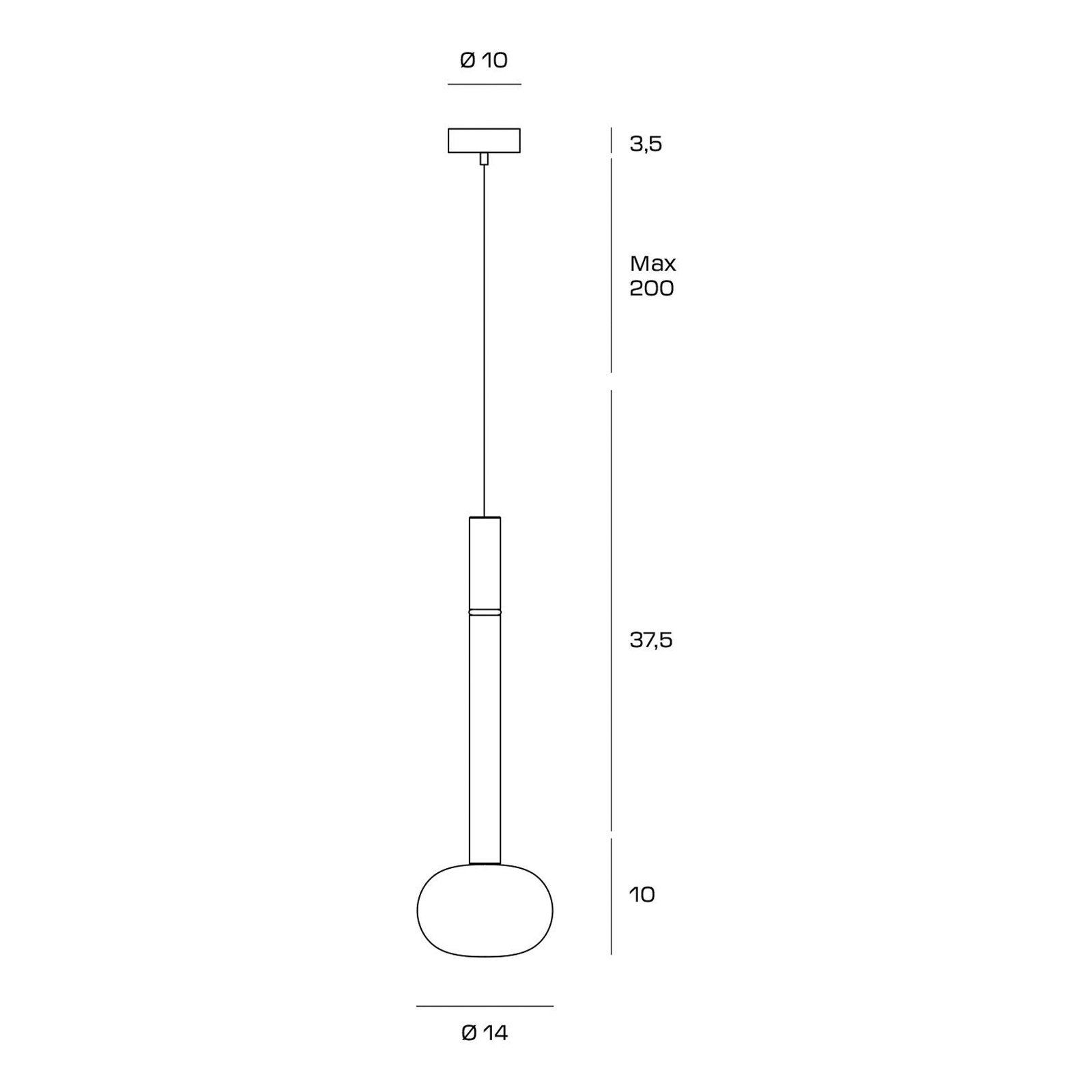 Hanglamp Mose, brons, kaphoogte 48 cm, 1-lamp, glas