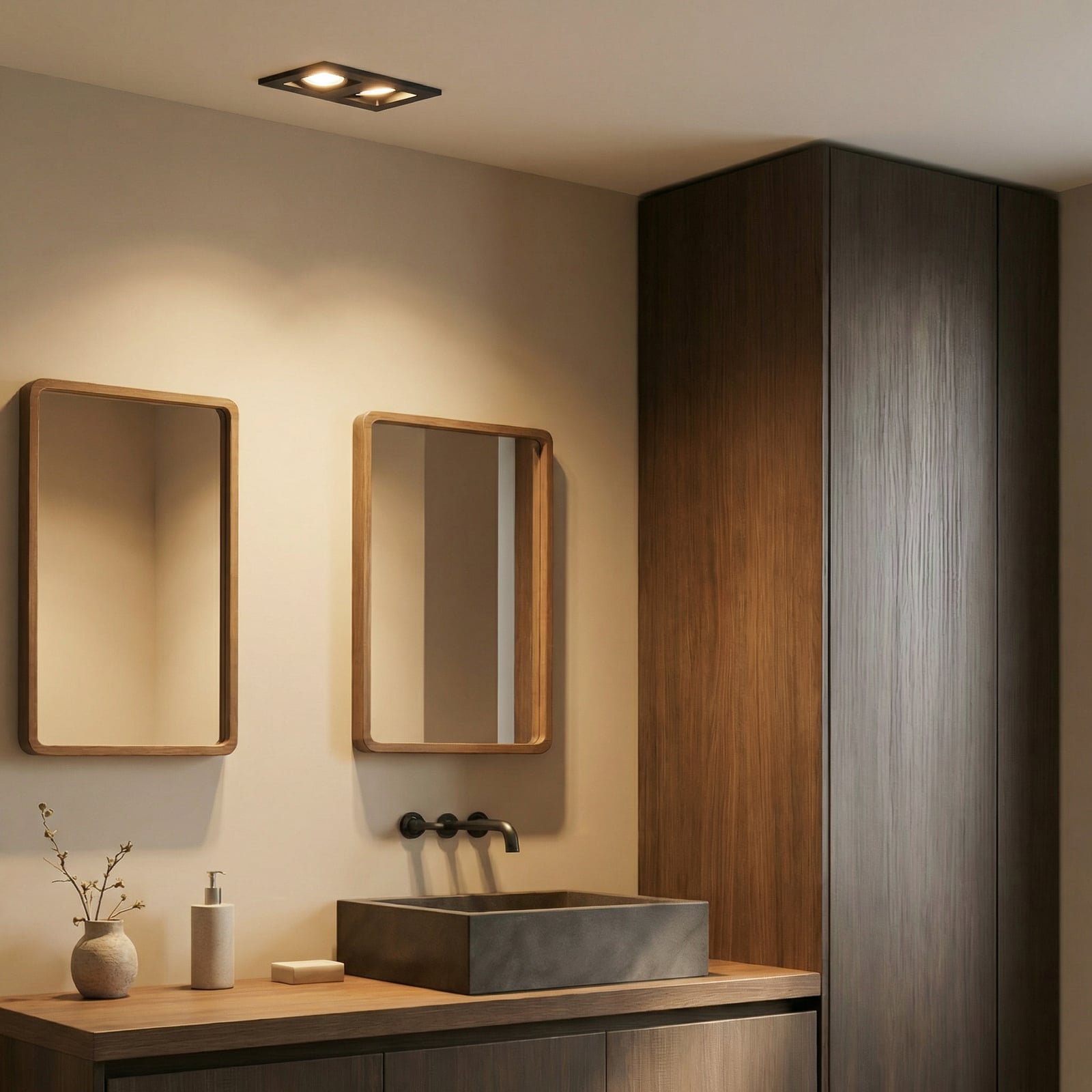 Lindby downlight Thorid, czarny, 19 x 10 cm, 2-punktowa, GU10