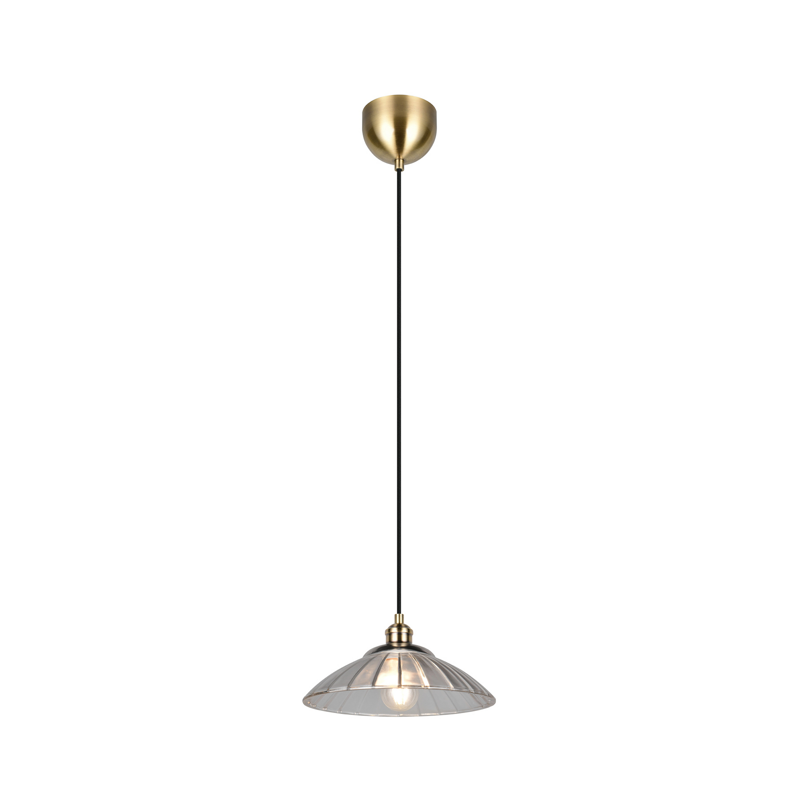 Висяща лампа Eluna, прозрачна/старинна месинг Ø 30 cm стъкло/метал 1-лампова.