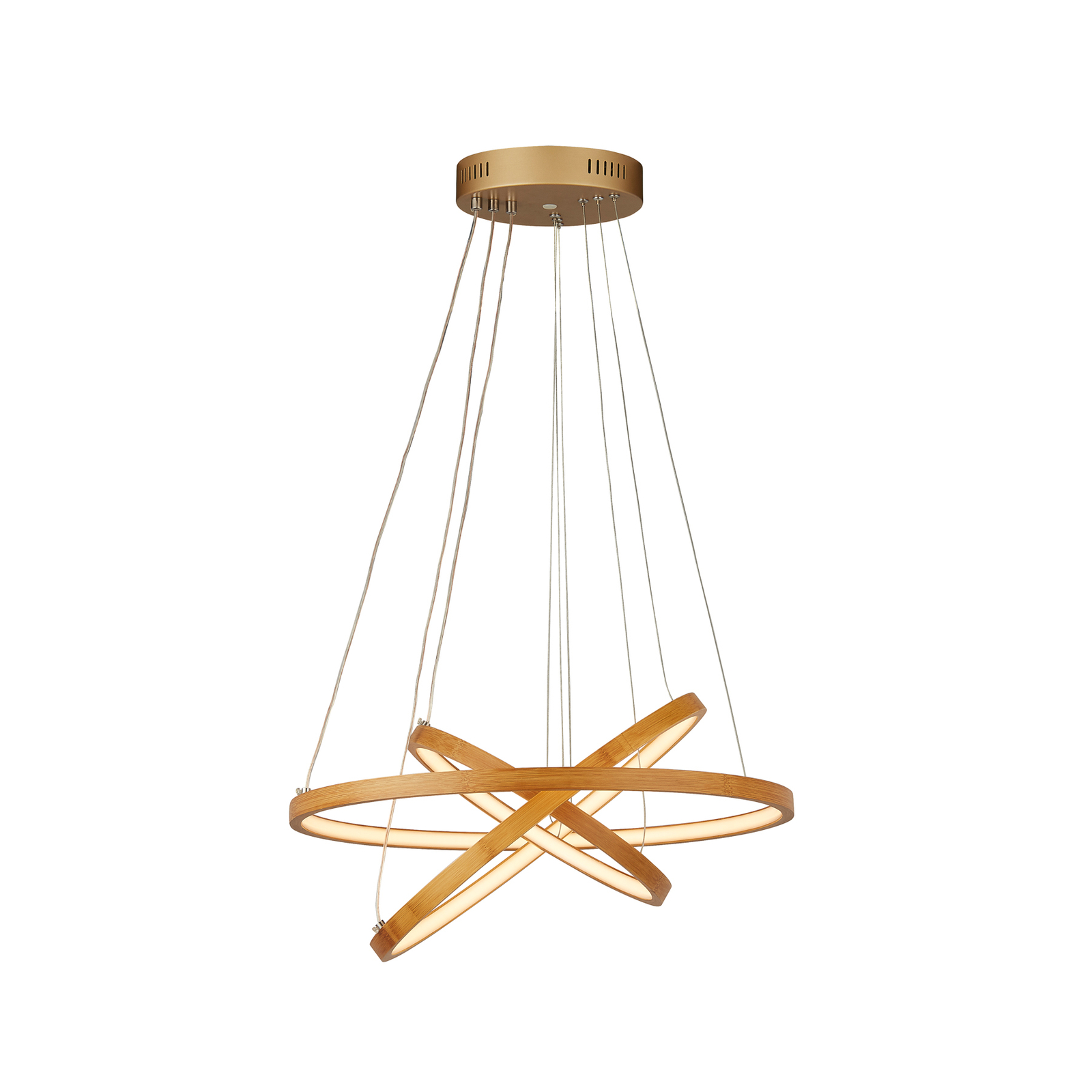 Suspension LED Eternity, doré, bambou, Ø 50 cm