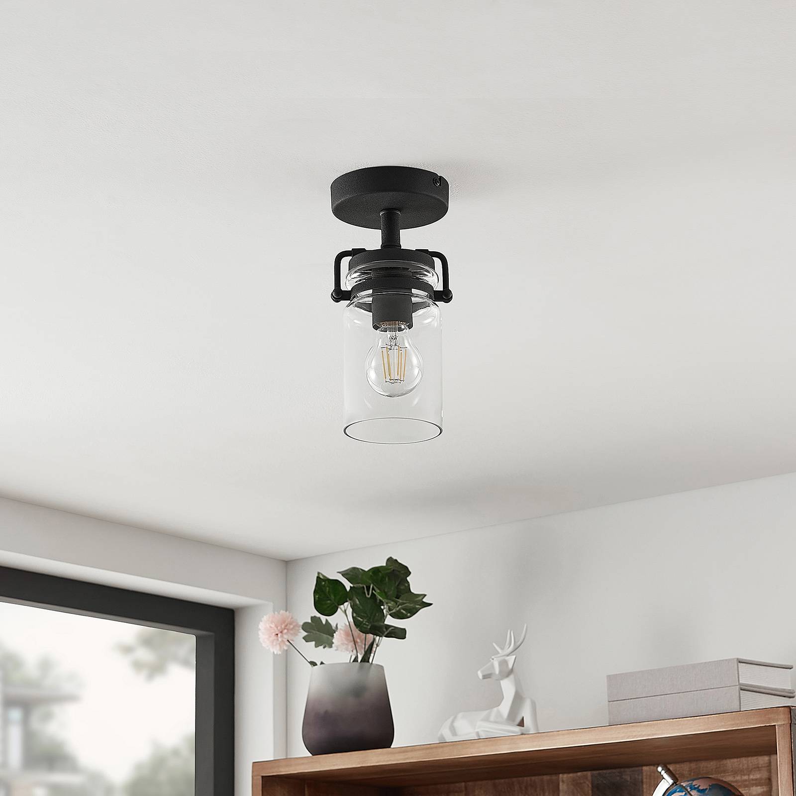 Lindby Vintus lampa sufitowa, czarna
