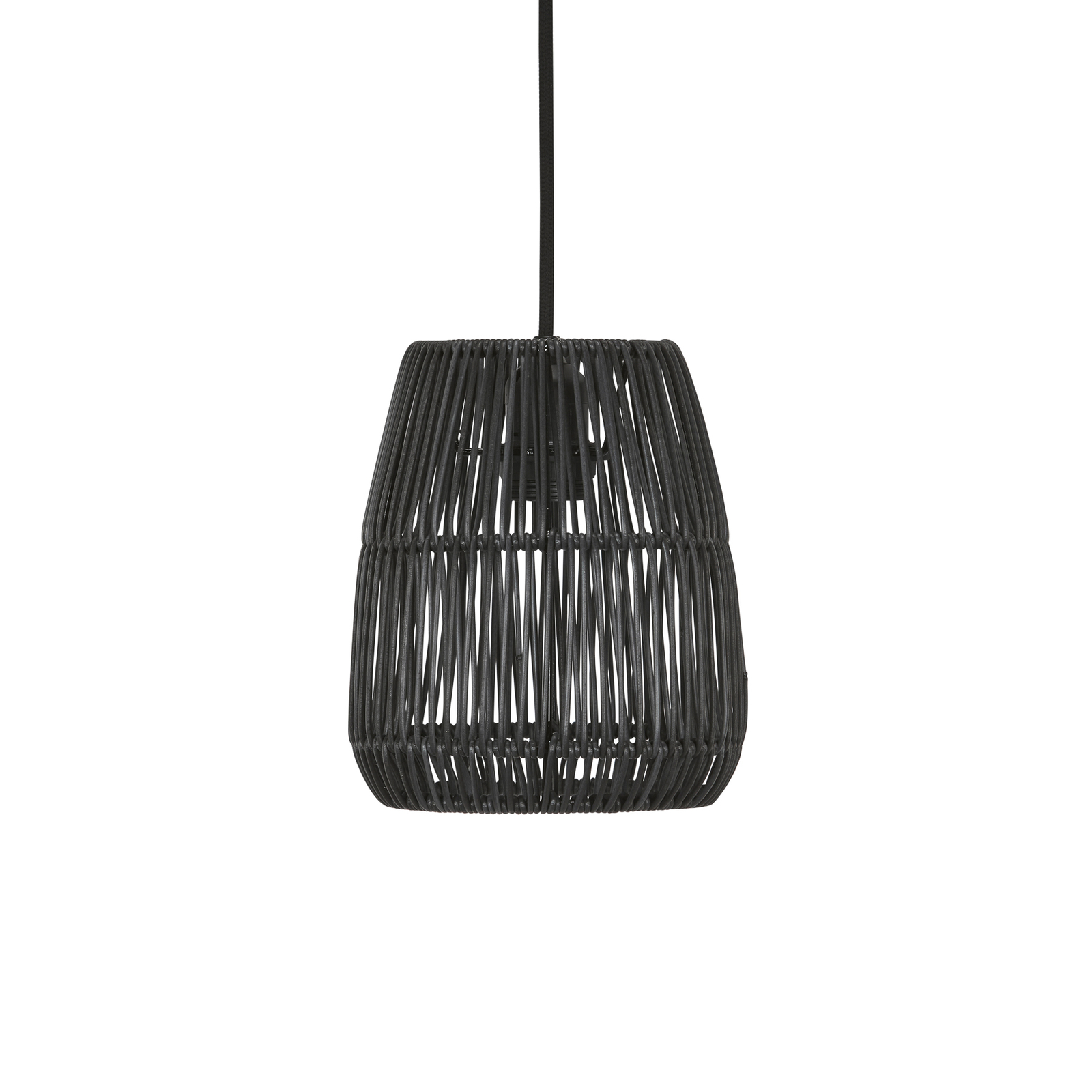 PR Home Saigon hanglamp, rotanlook, zwart, Ø 18 cm