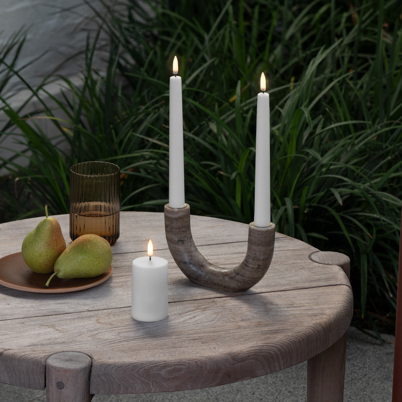 Taper Outdoor LED-stearinljus, 2-pack, höjd 25 cm, vit – Uyuni Lighting