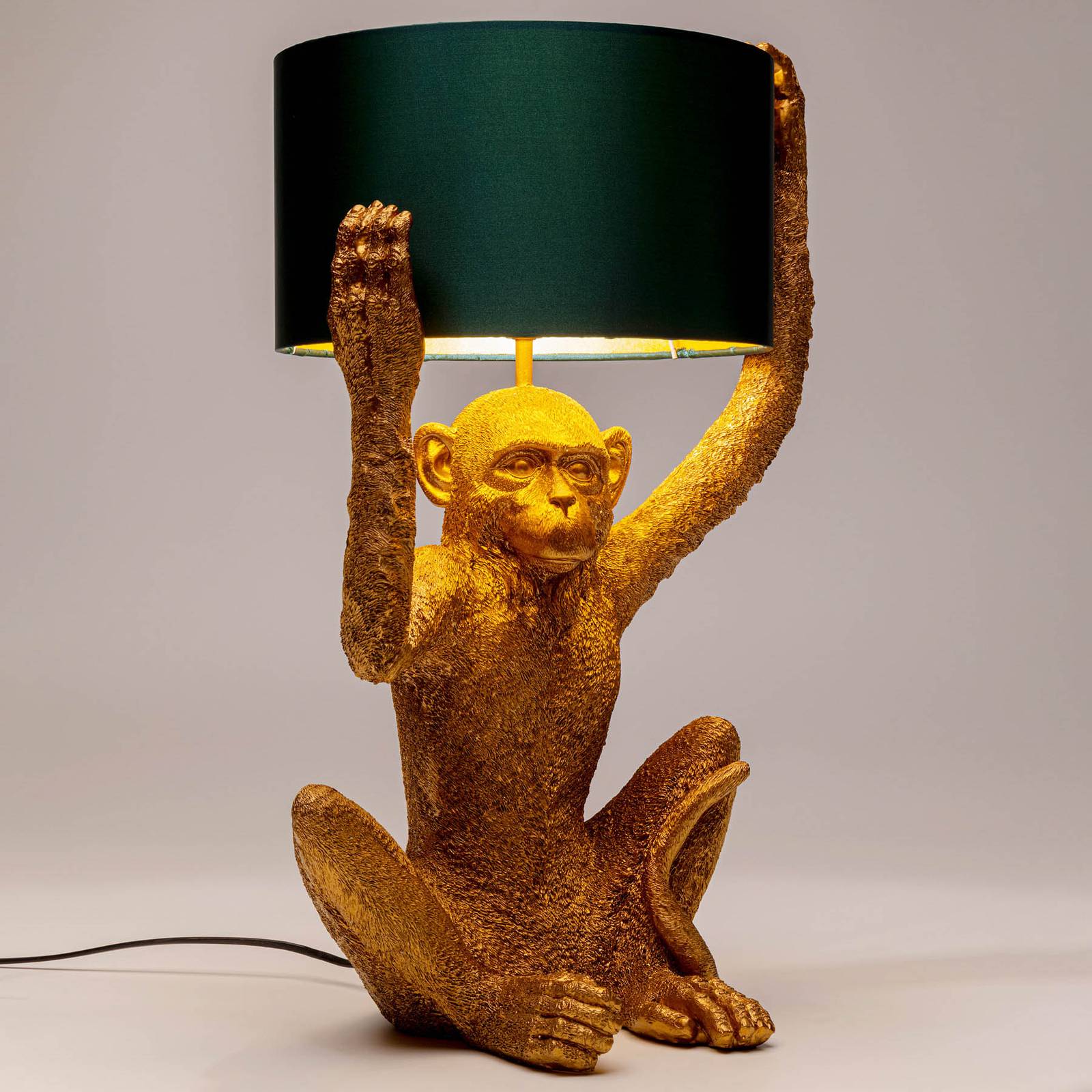 KARE Animal Holding Monkey tafellamp, kap groen