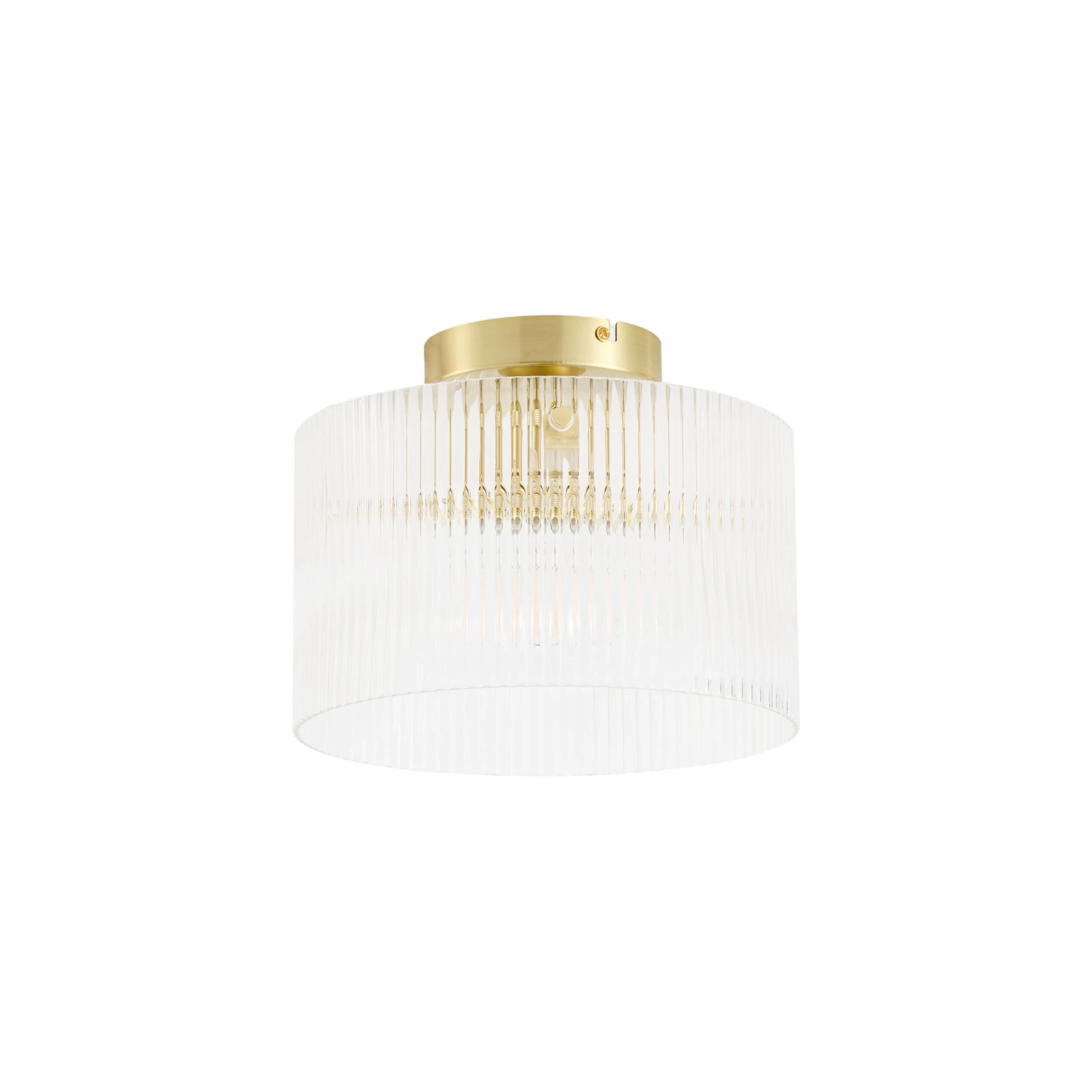 Lucande taklampe Meritt, messing/klar, Ø 25 cm, glass