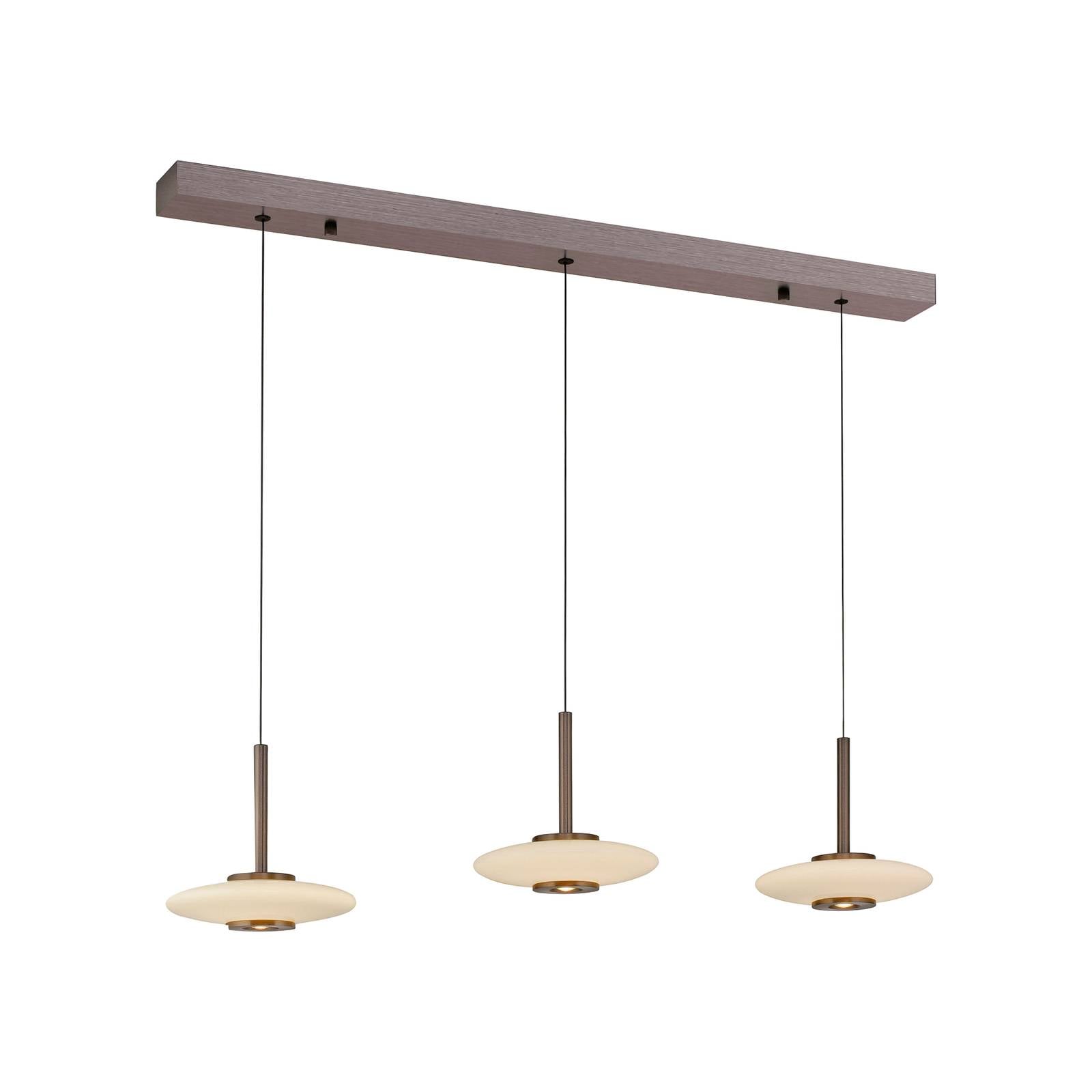 PURE LED-Hängelampe Vitrum braun opal Glas Aluminium 3-flg