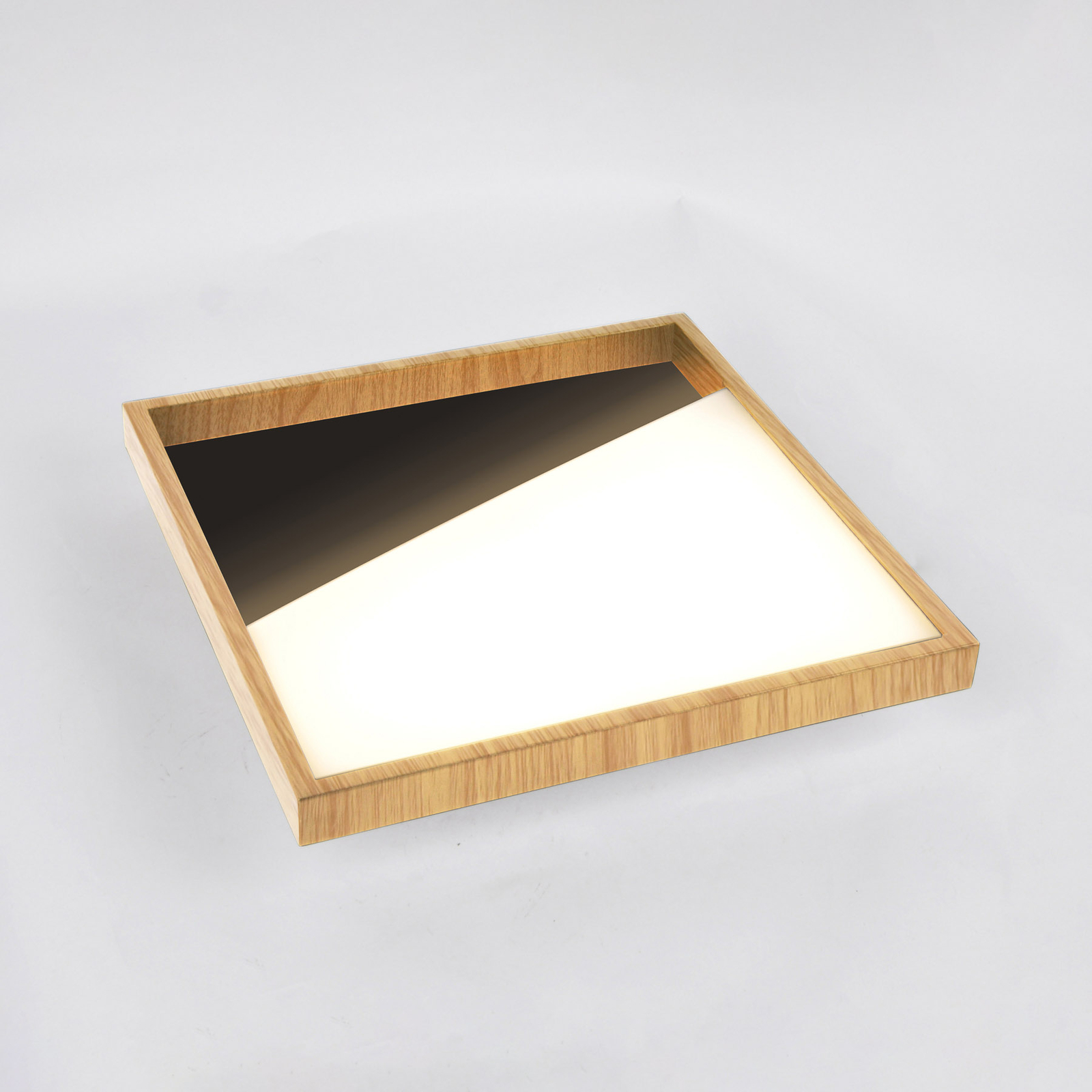 Vista LED-seinävalaisin, musta/vaalea puu, 30 x 30 cm