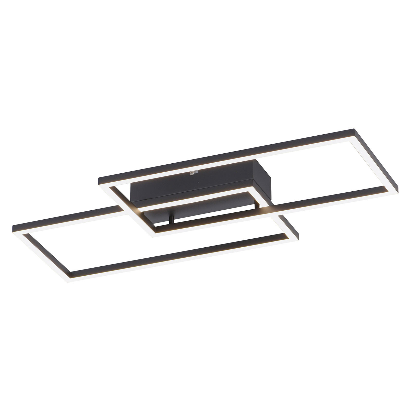 Plafonnier LED Iven, noir à 2 lampes rectangulaire