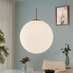 Lindby hanglamp Marike, Ø 40 cm, wit, glas, globe, E27