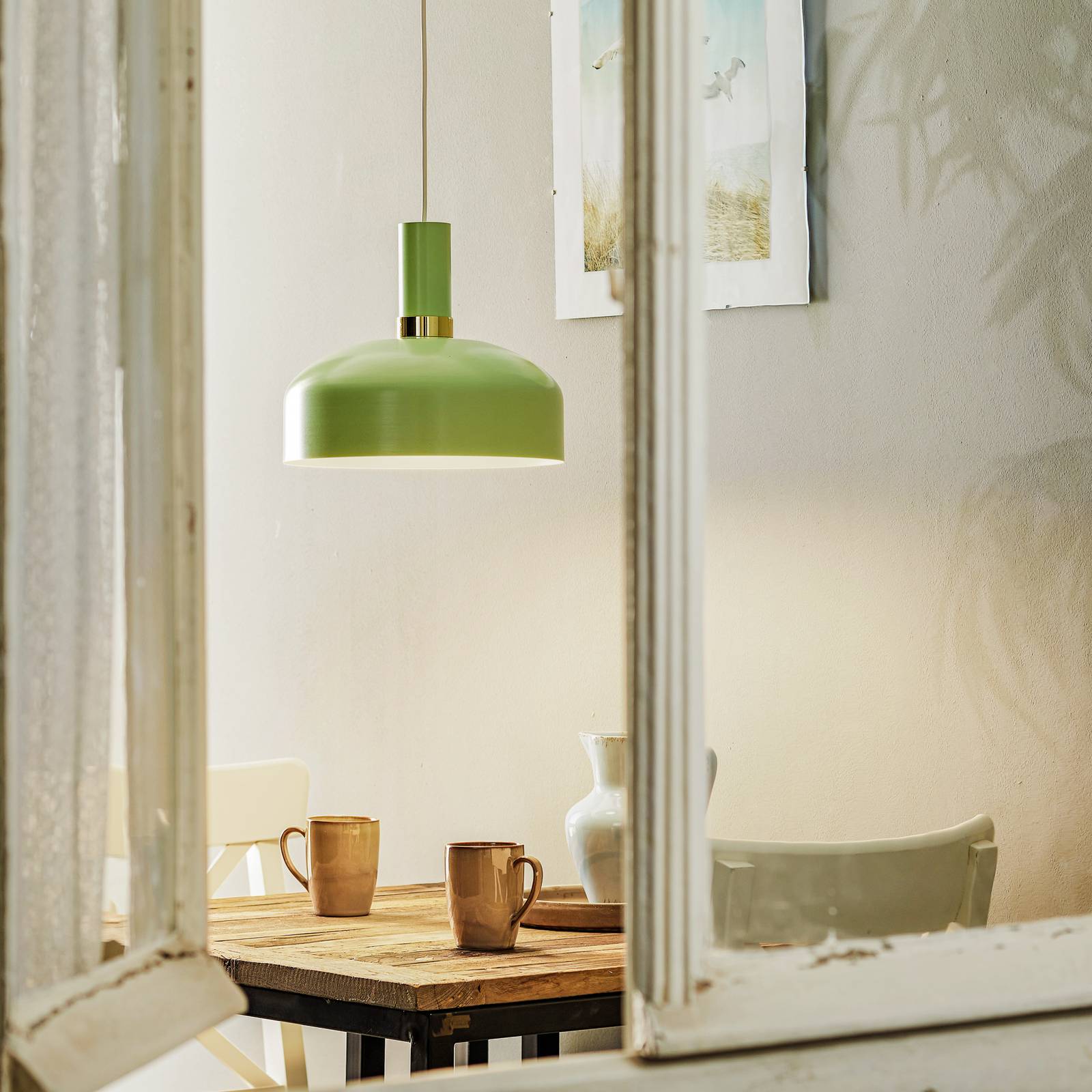 E-shop Závesná lampa Malmo s mätovo zeleným tienidlom