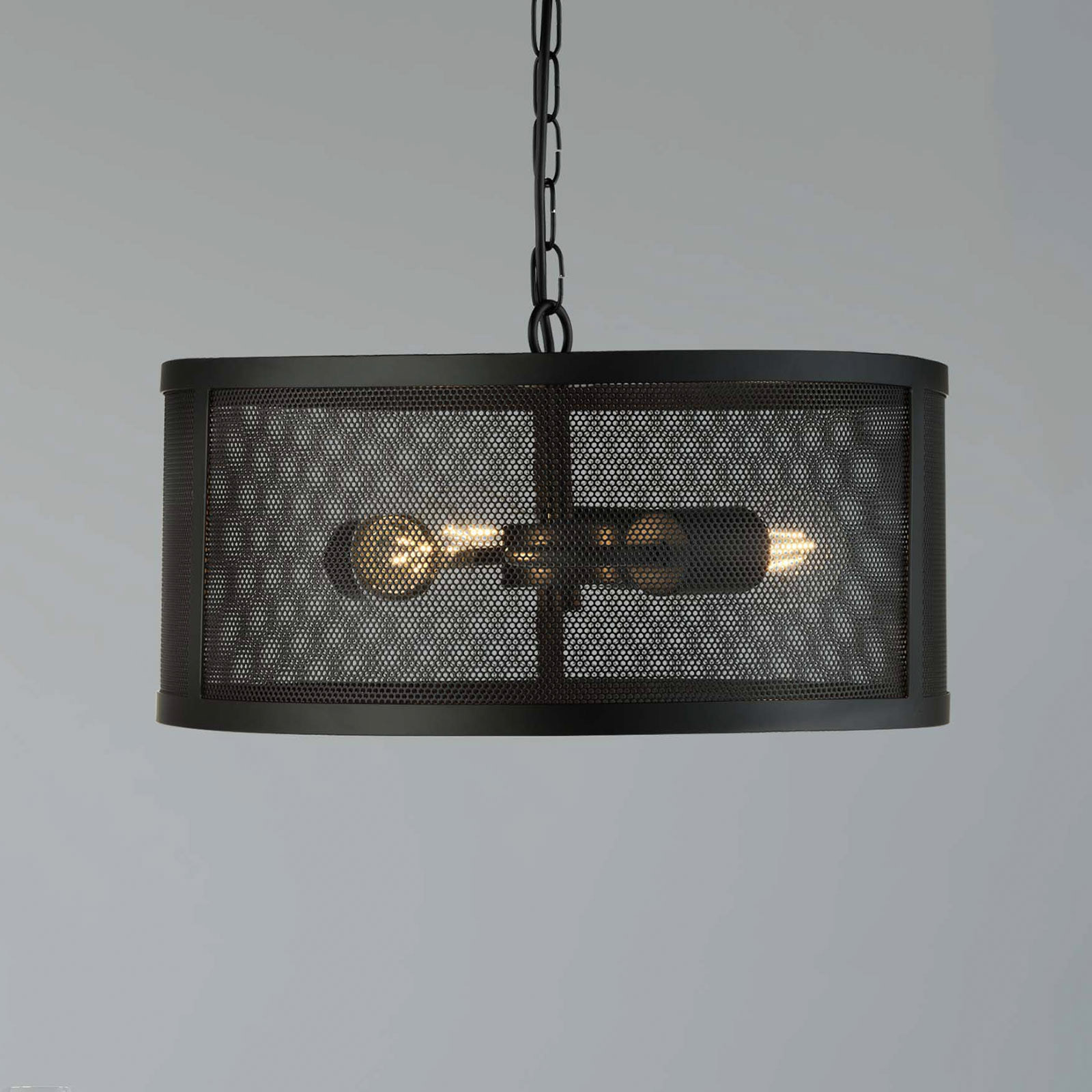 Searchlight Lampă susp. Fishnet din metal pe negru Ø 45 cm - Camera de zi / sufragerie - modern - negru mat